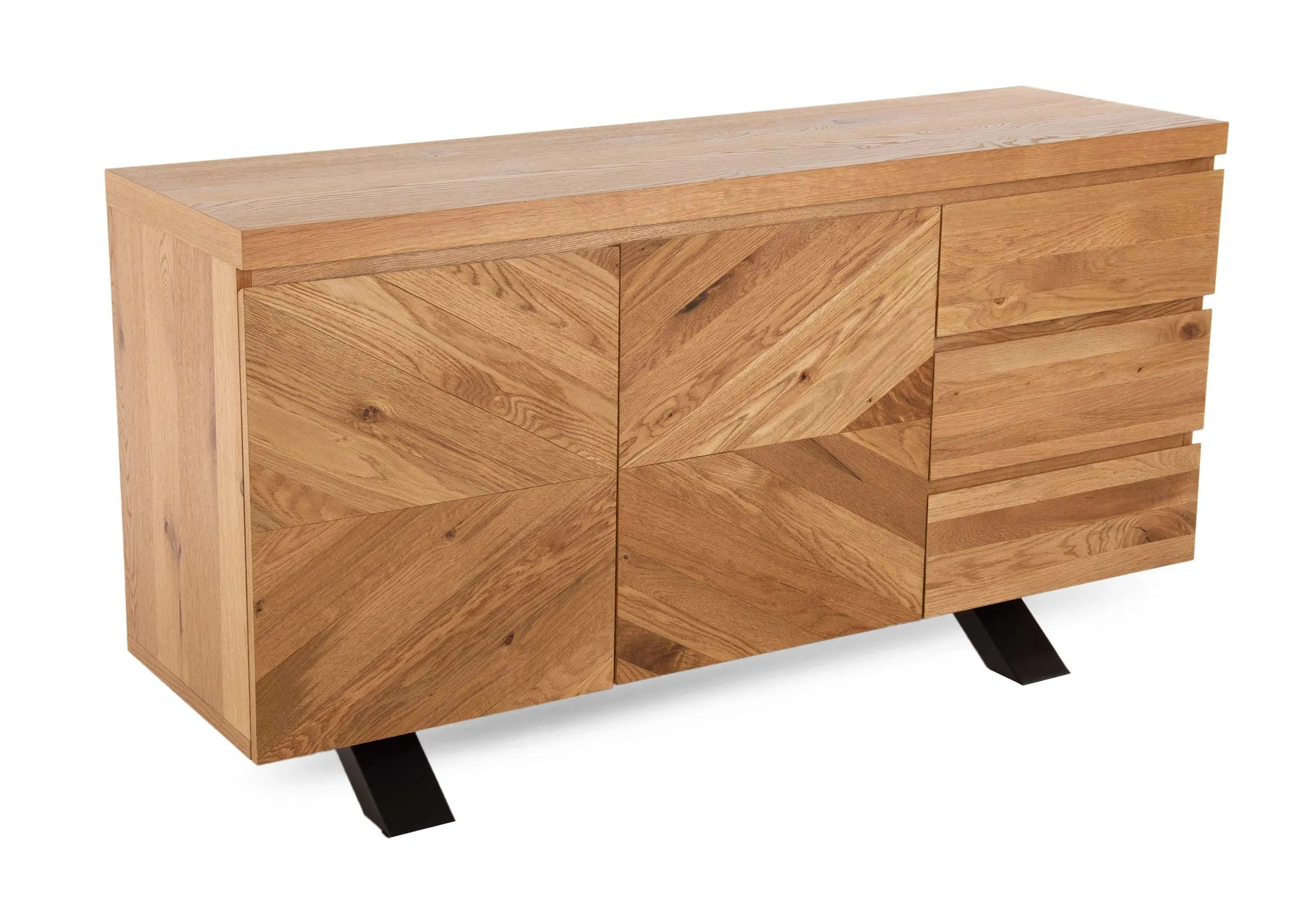 2 Door 3 Drawer Rustic Oak Sideboard - Ellipse