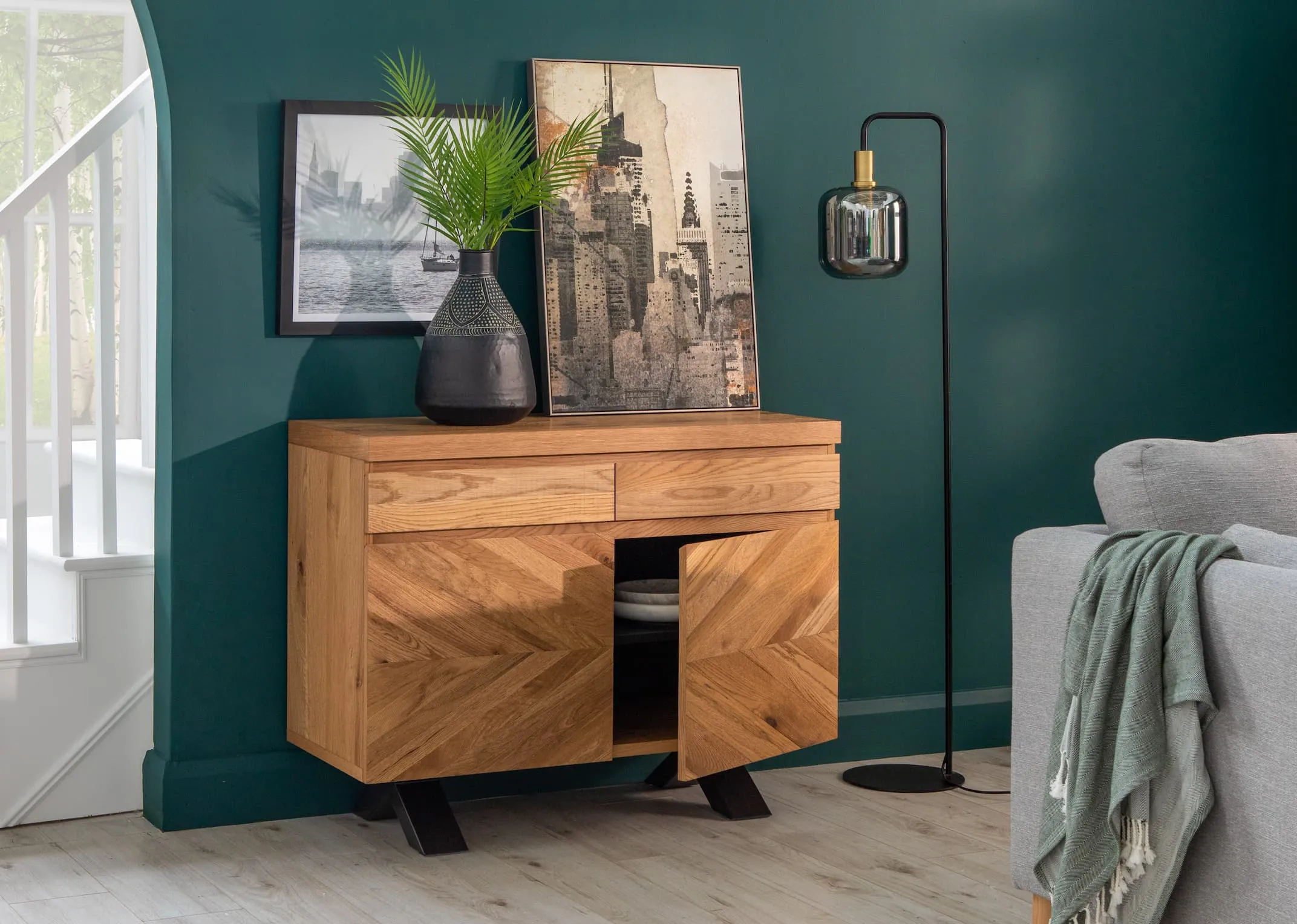 2 Door 2 Drawer Rustic Oak Sodeboard - Ellipse