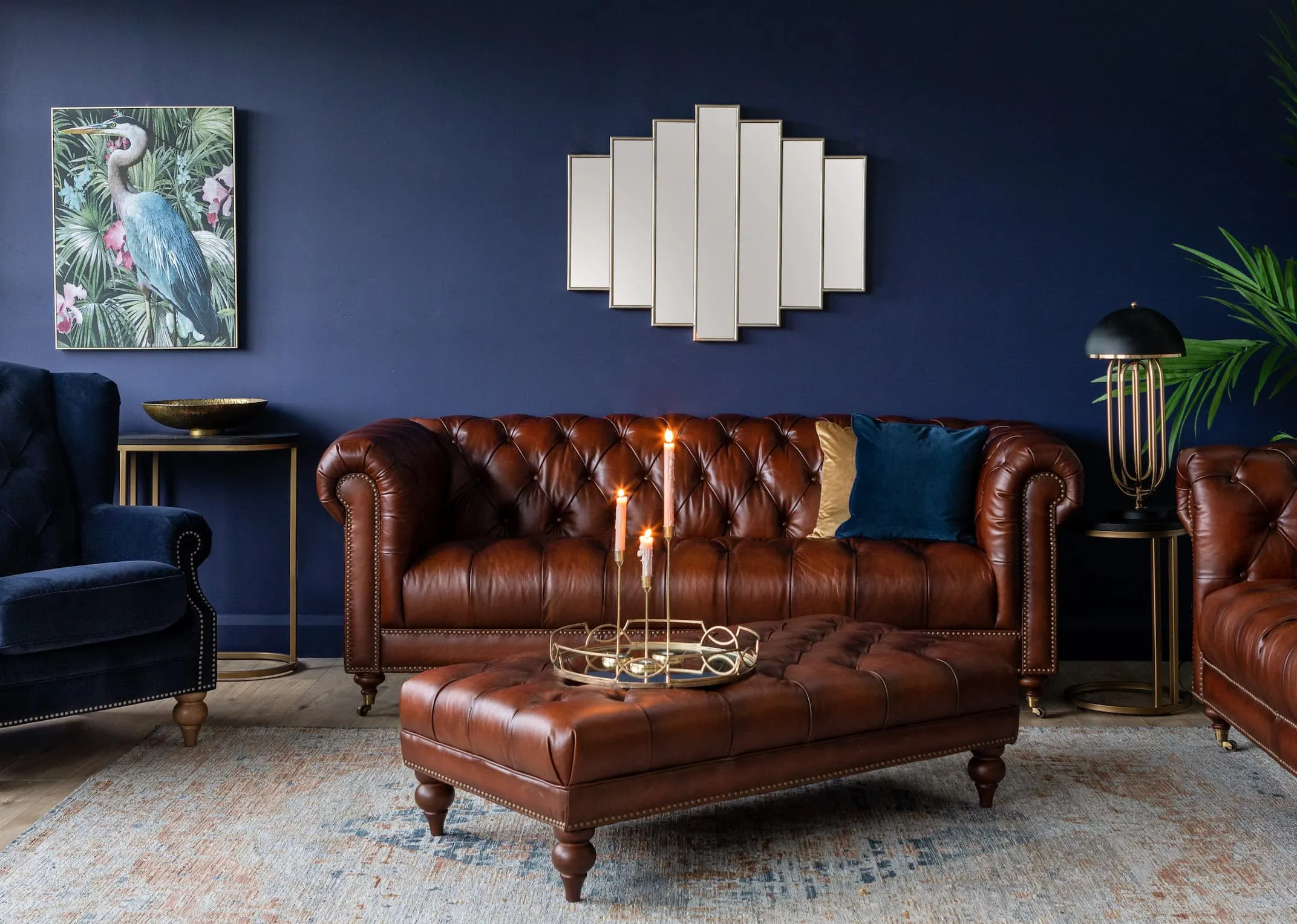 A peach & blue persian print on an ivory rug from EZ Living Furniture's Maxima range.Closeup of distressed print