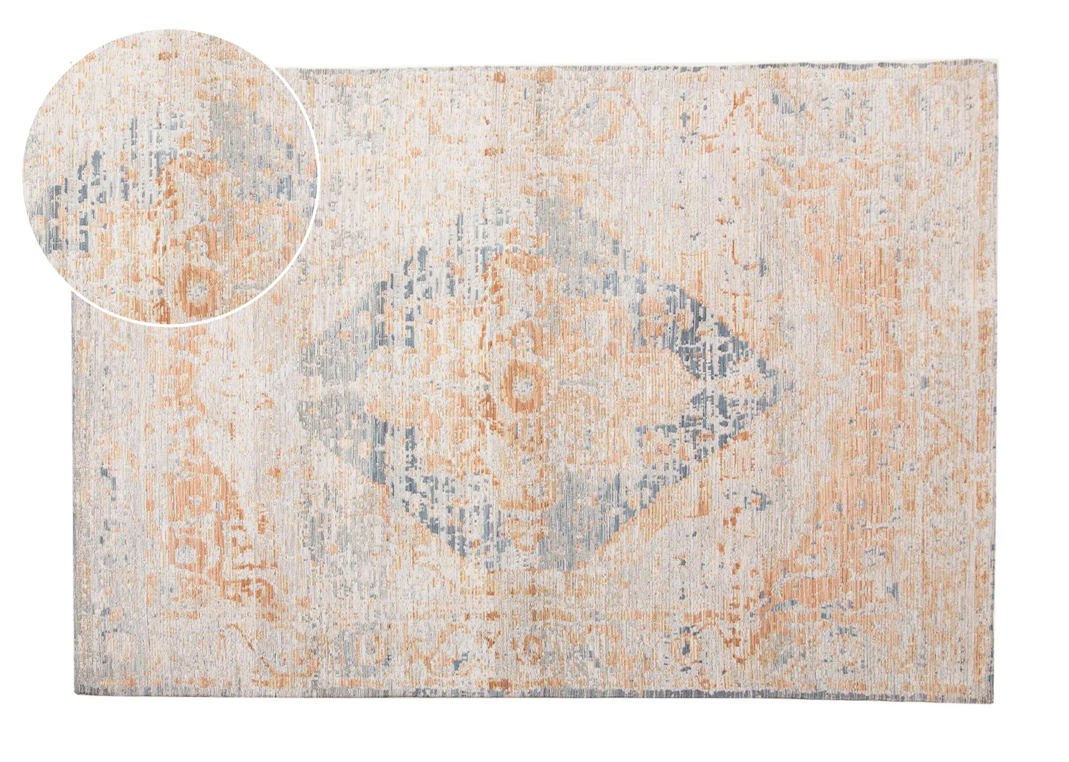 A peach & blue persian print on a large ivory rug from EZ Living Furniture's Maxima range.