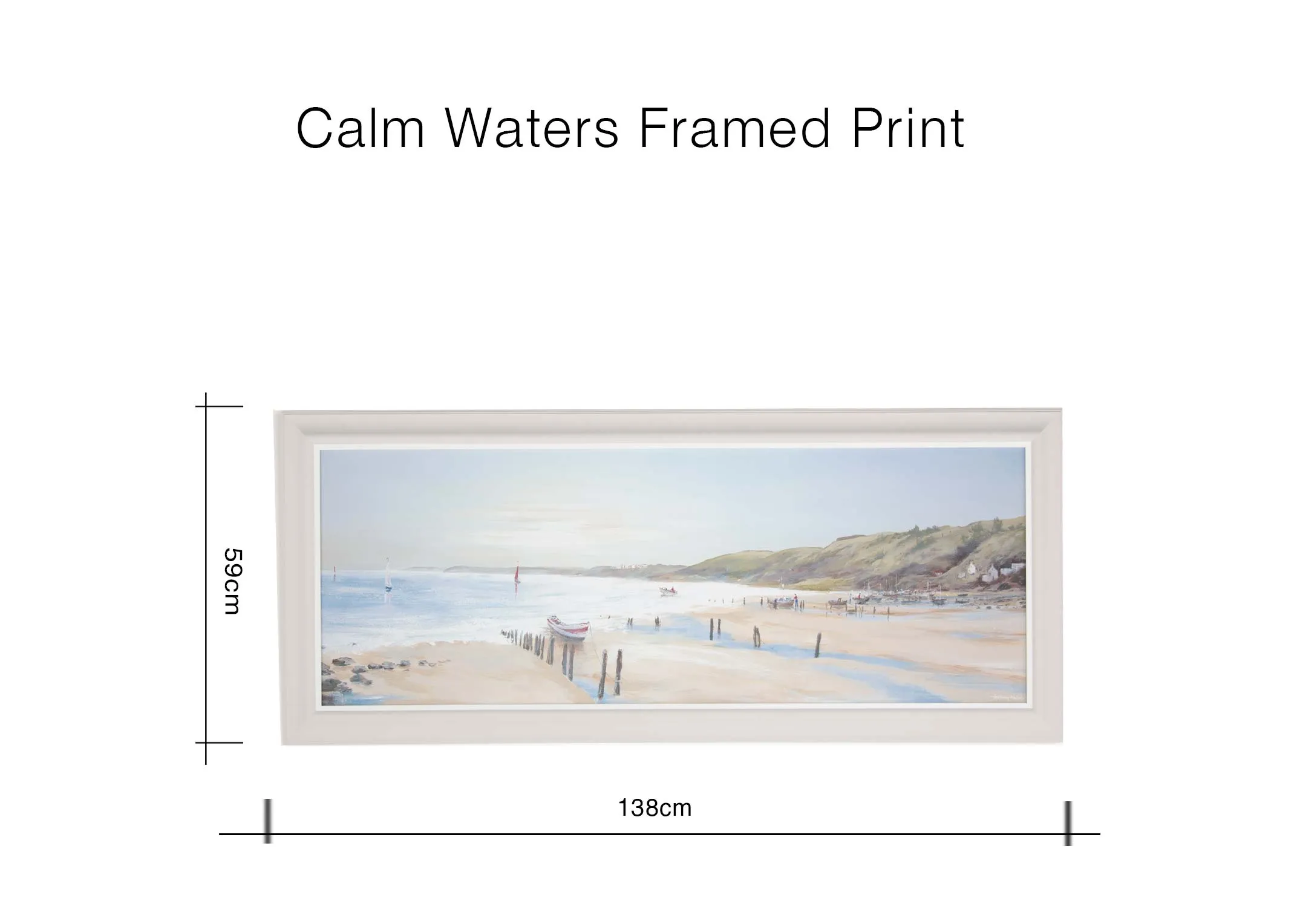 A dimension image of Anthony Waller's Calm Waters with 138cm x 59cm