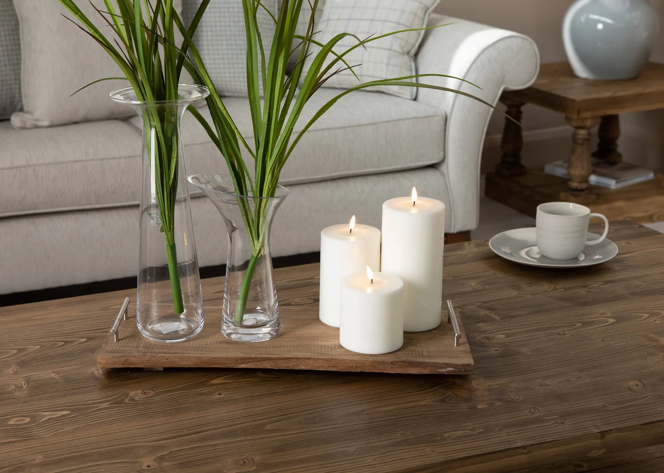 Large White LED Candle - Real Flame Deluxe