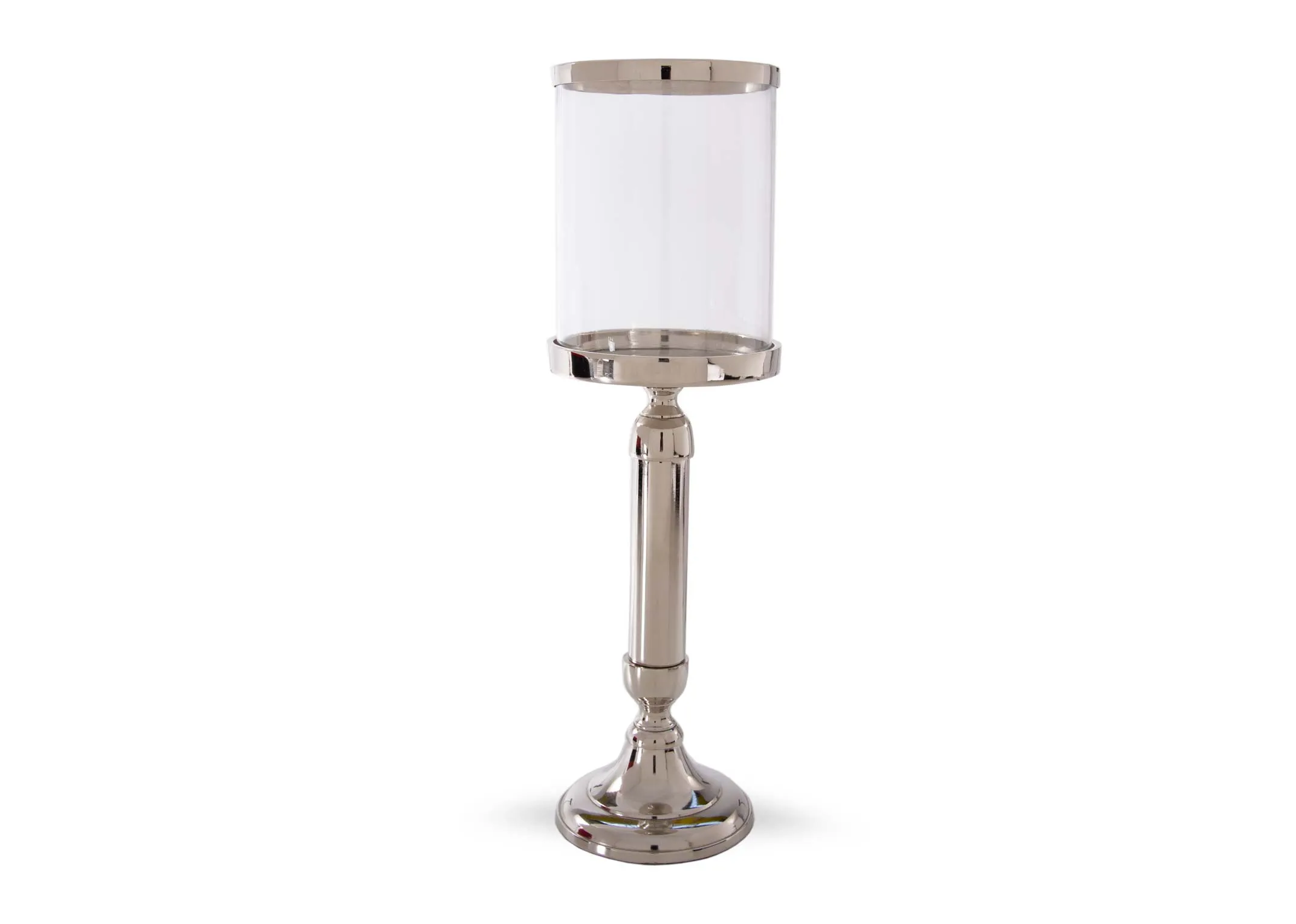 Medium Pillar on Silver Stand - Christmas Candle Holder