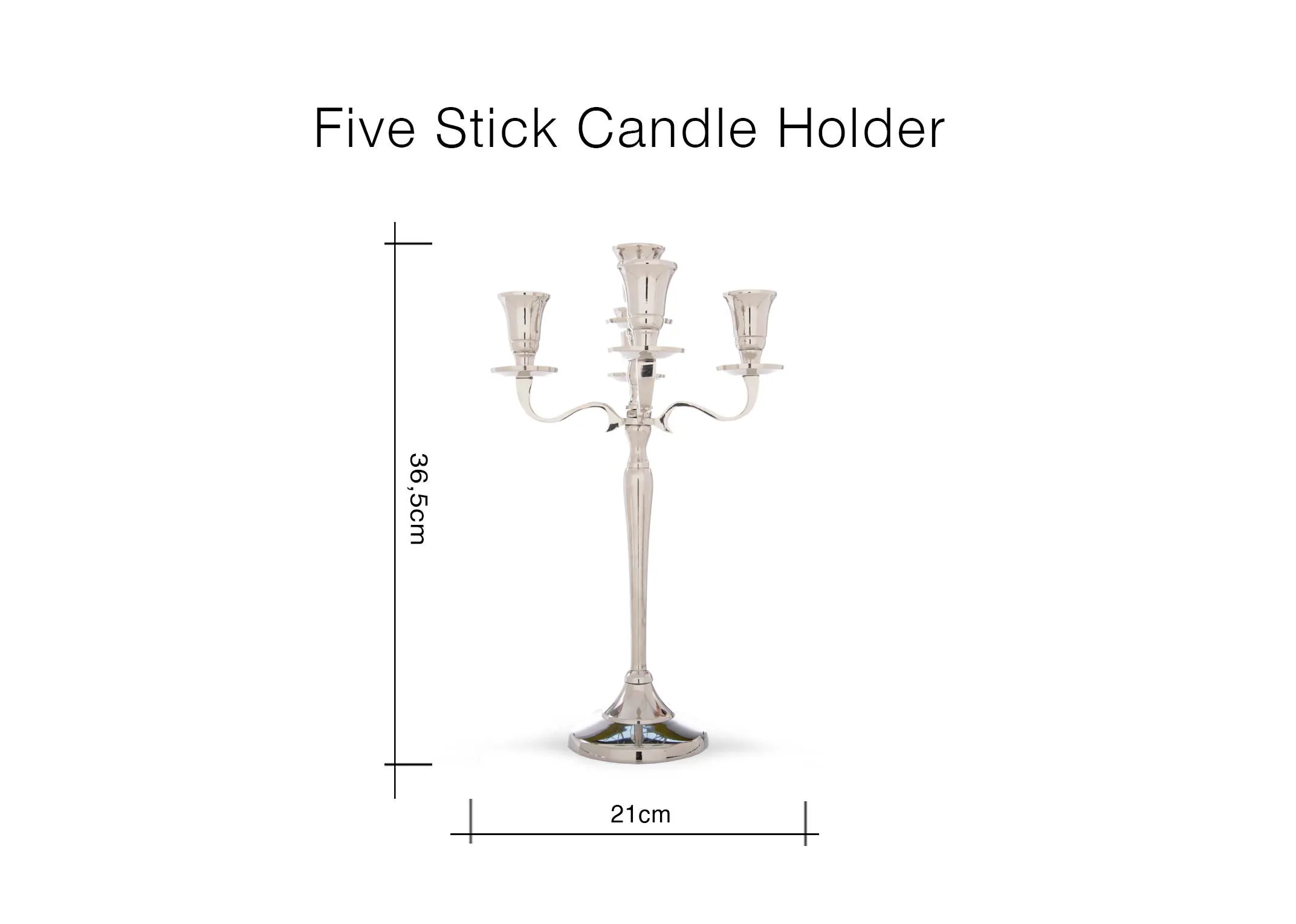 A dimension image of the Five Stick Candleholder with 21cm (Width) x 36.5cm (Height)