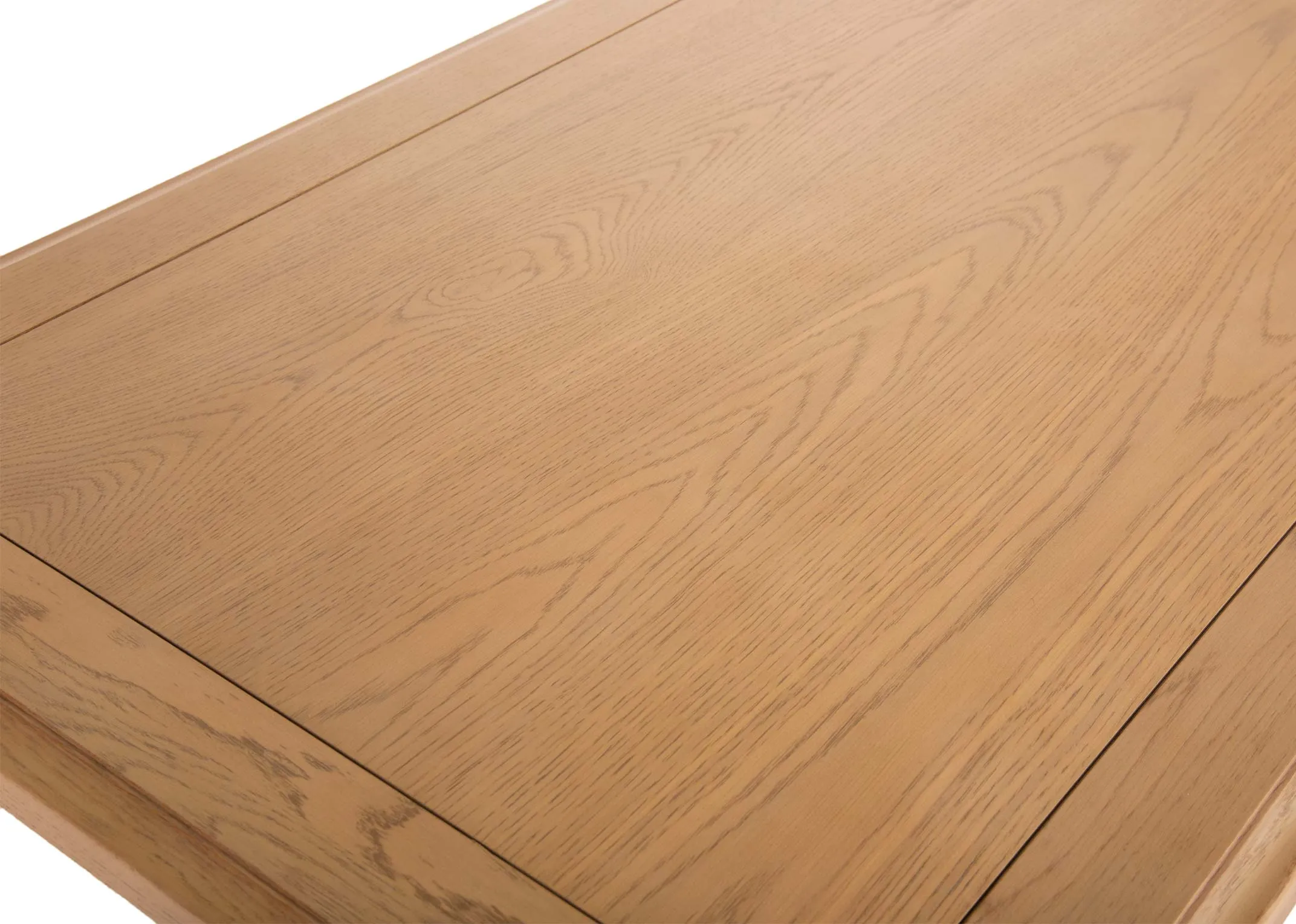 A grey dining table with oak top from EZ Living Furnitures Georgia range. Closeup of oak textrue