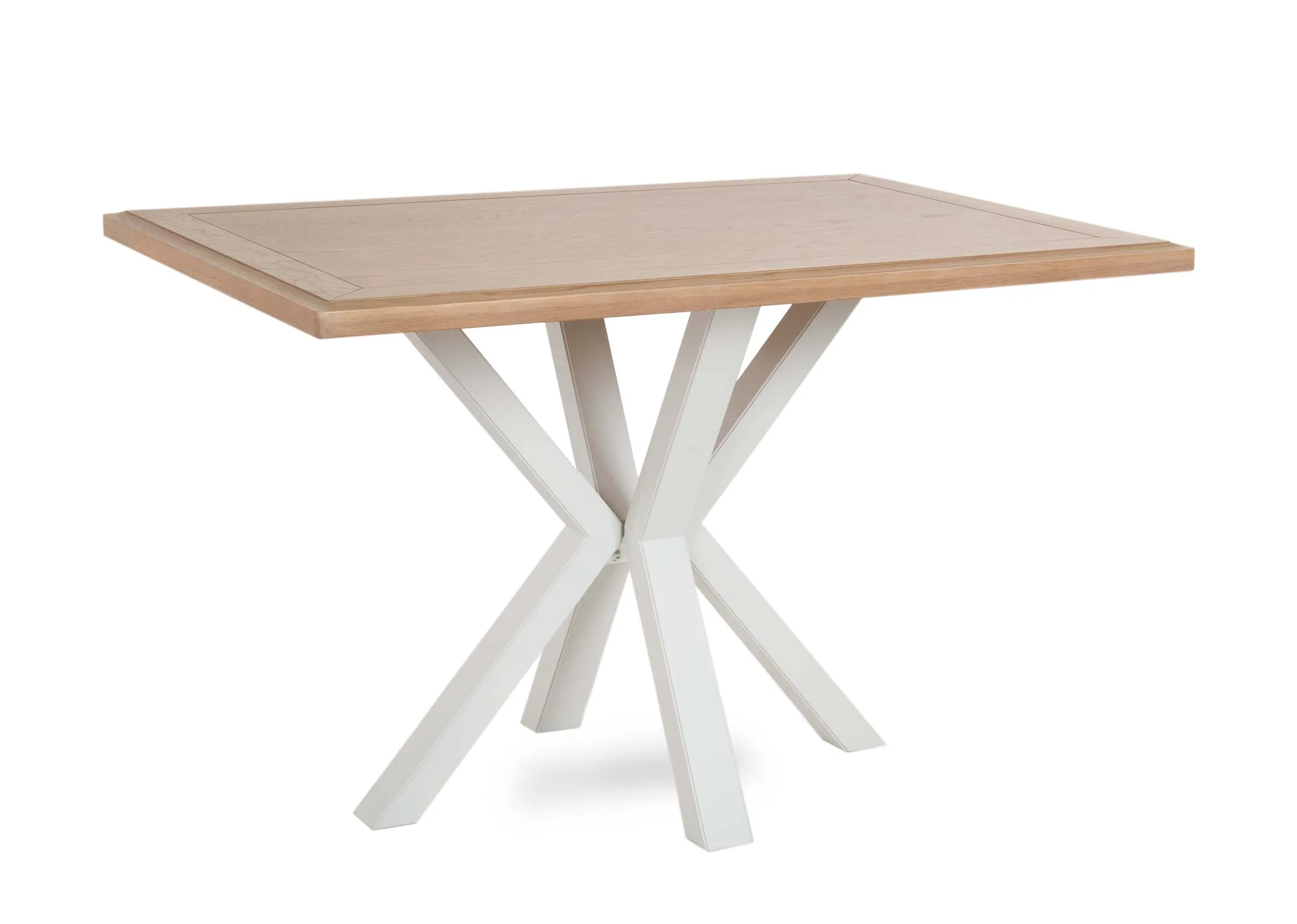 A grey dining table with oak top from EZ Living Furnitures Georgia range.