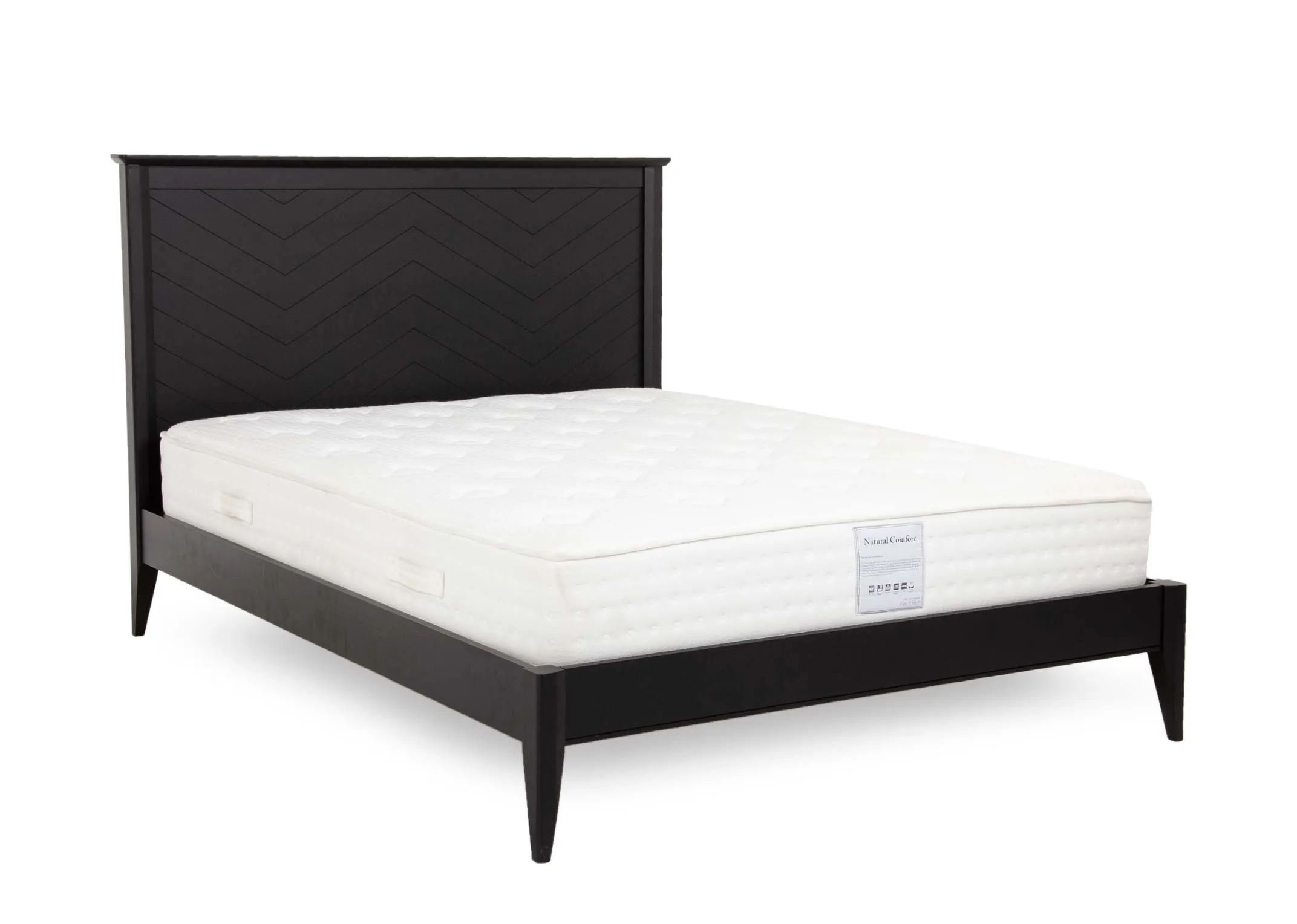 King Size (5ft) Black Oak & Pine Bed Frame - Chevron