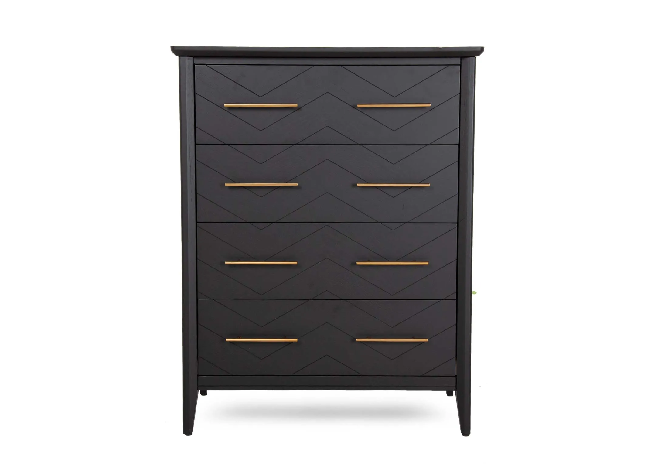 4 Drawer Black Oak & Pine Chest - Chevron - EZ Living Furniture