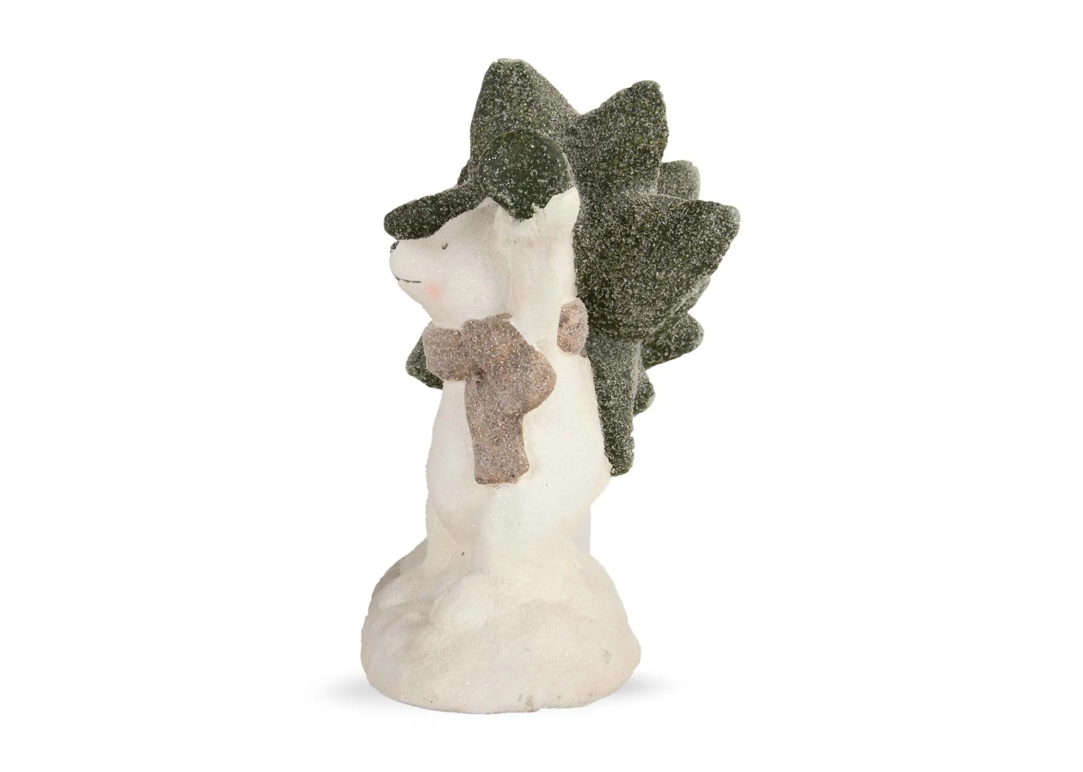 An ornament of three white bears varying in size carrying a tree from the EZ Livings Christmas range. Side view