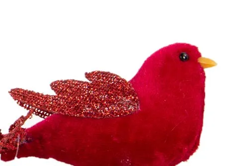 image of the red glitter bird clipped on an EZ Living Christmas tree