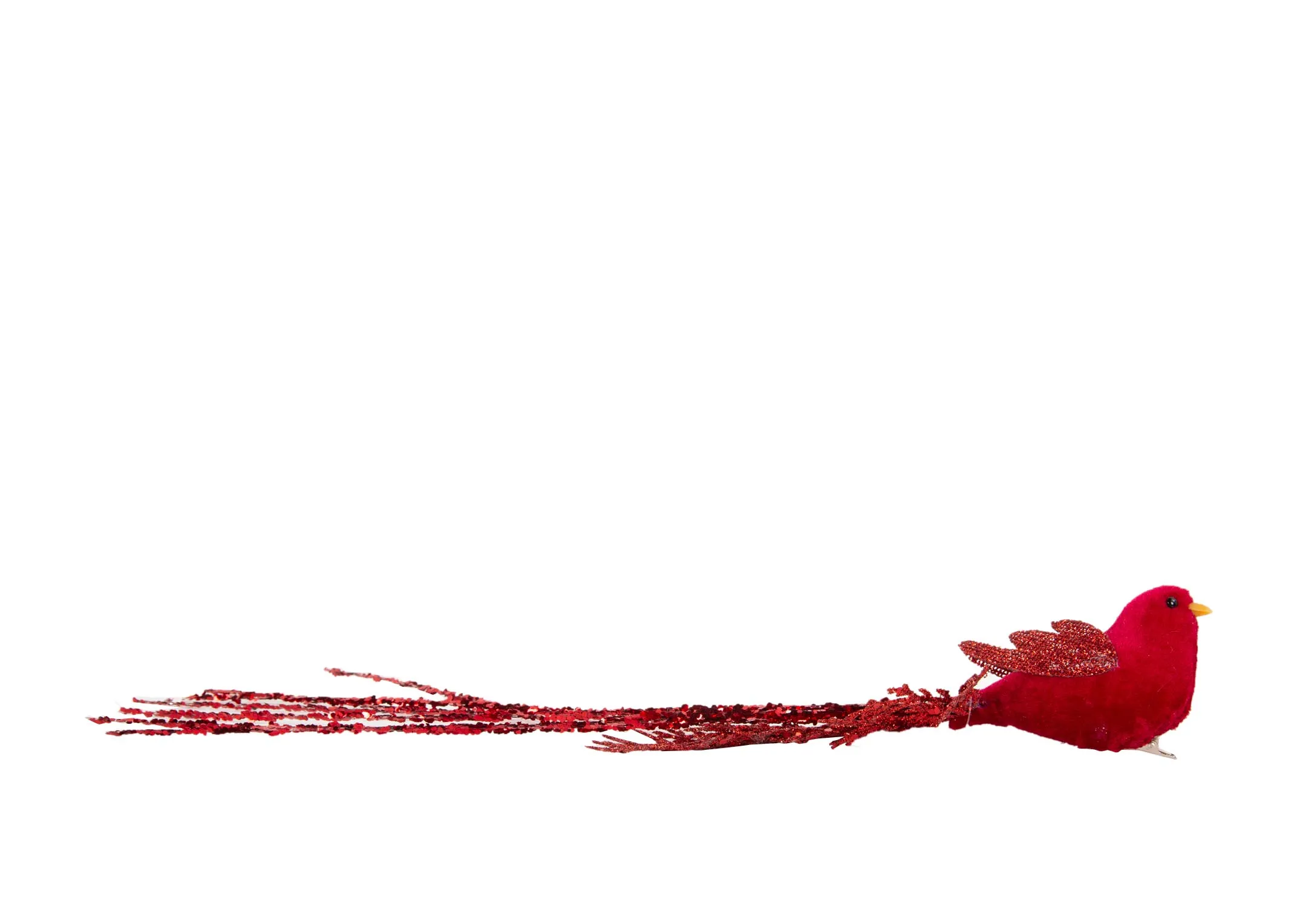 Red Glitter Bird on Clip - Christmas Decoration