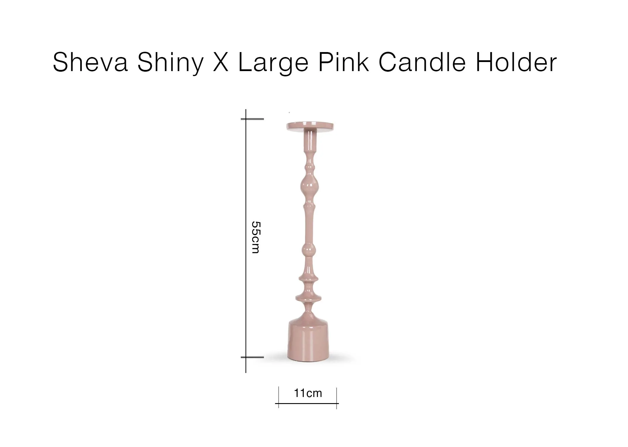 A dimension image of the Sheva Shiny X Large Candle Holder with 11cm x 55cm
