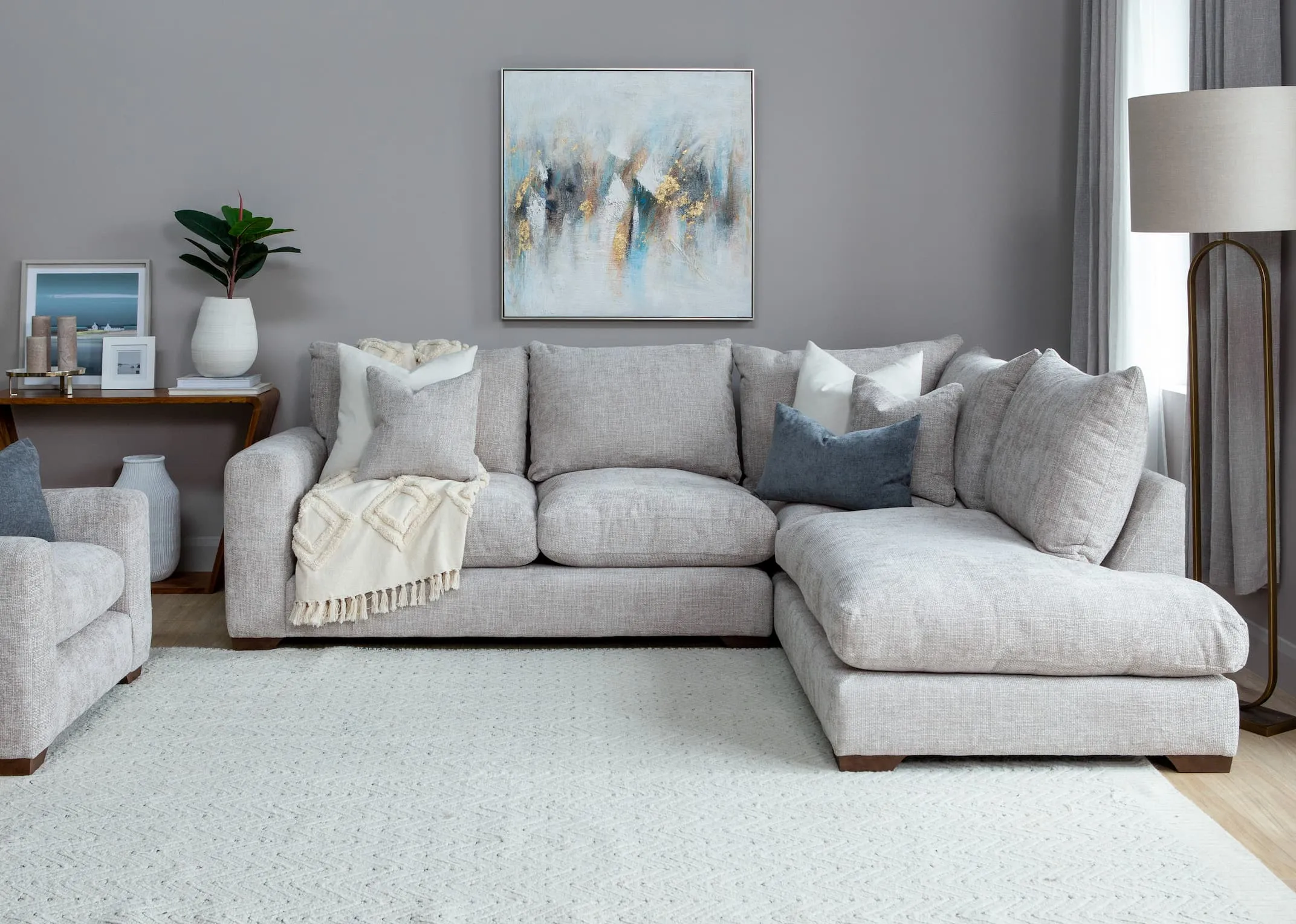Beige Fabric LHF Corner Sofa - Aurora