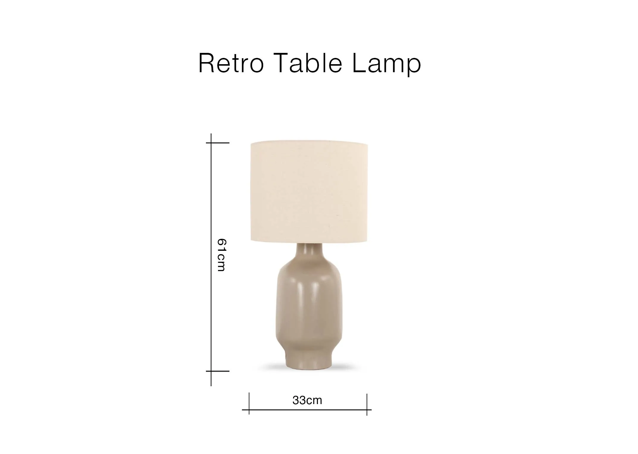 A dimension image of the Retro Table lamp with 38cm x 61cm