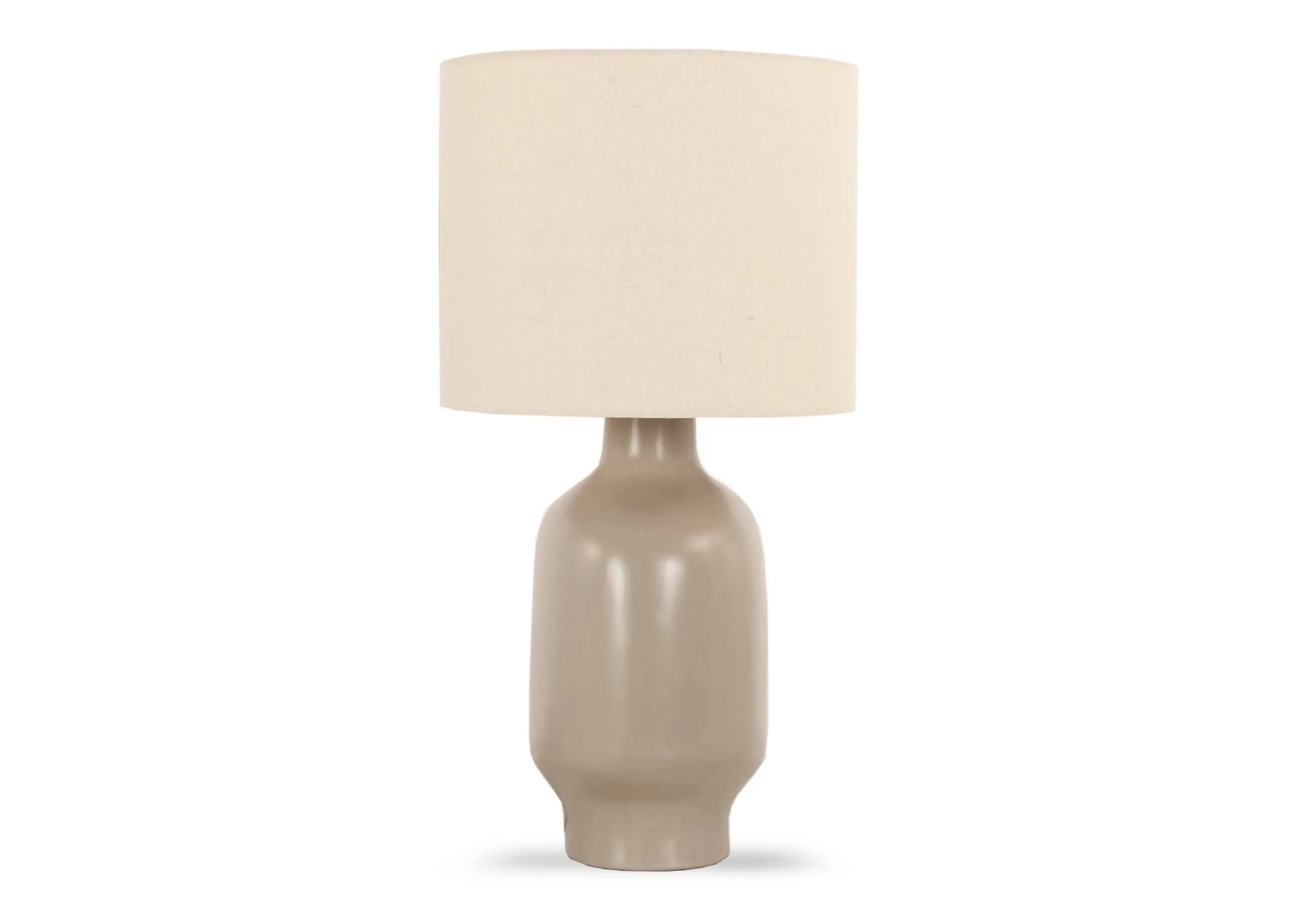 Taupe Table Lamp with Cream Shade - Retro