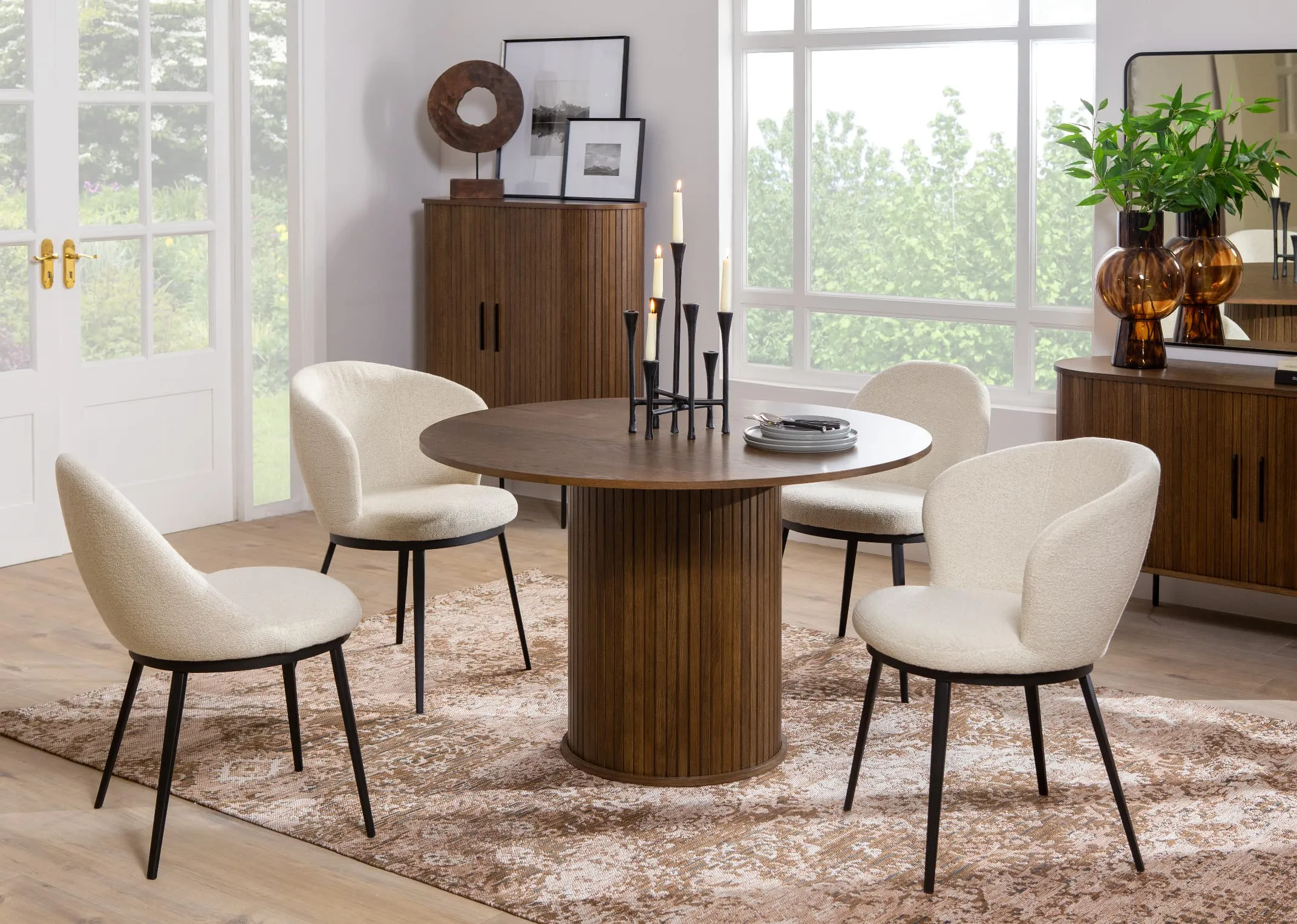 Round Smoked Oak Dining Table - Nola