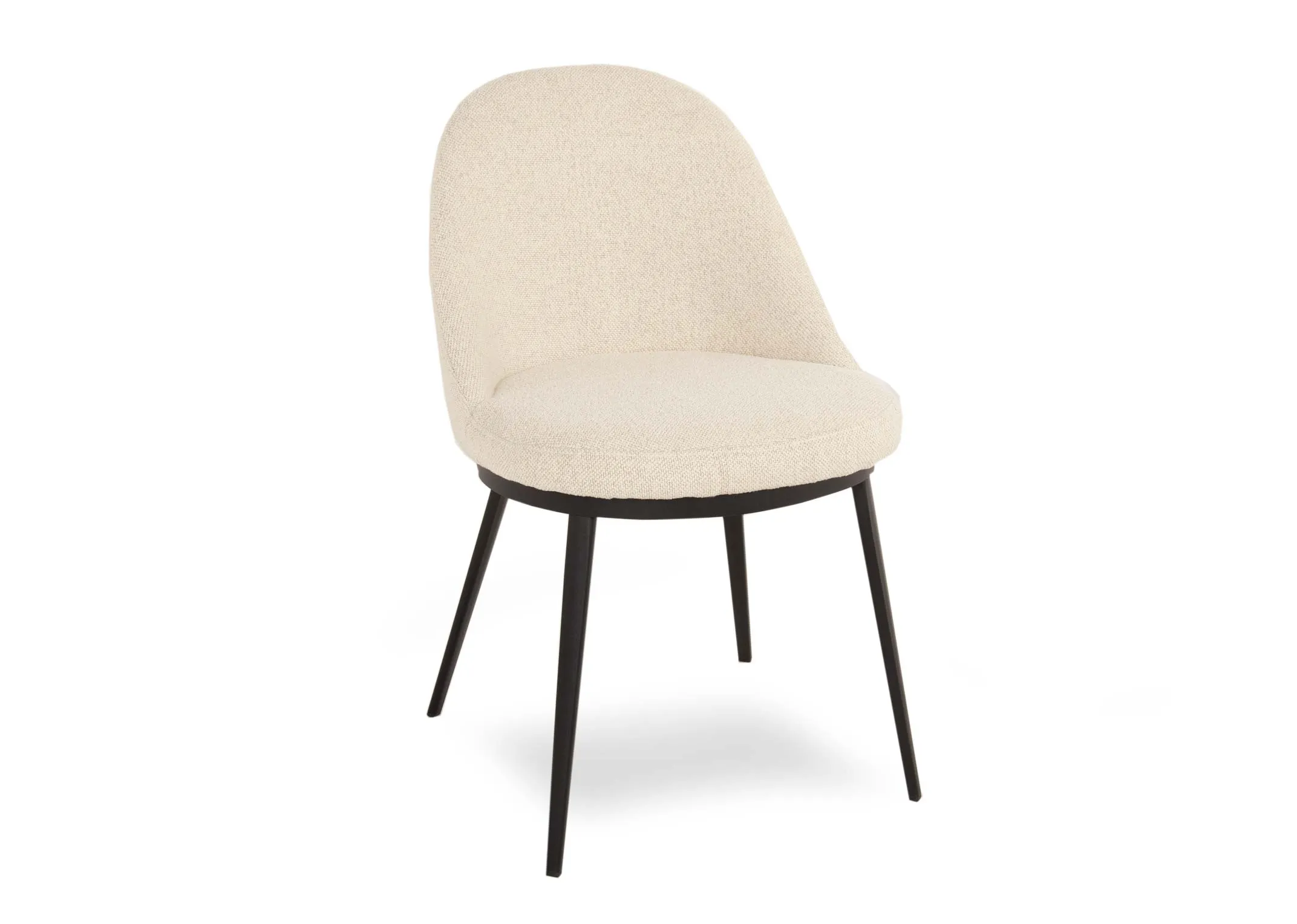 A cream boucle dining chair with EZ Living Furniture Gain range.