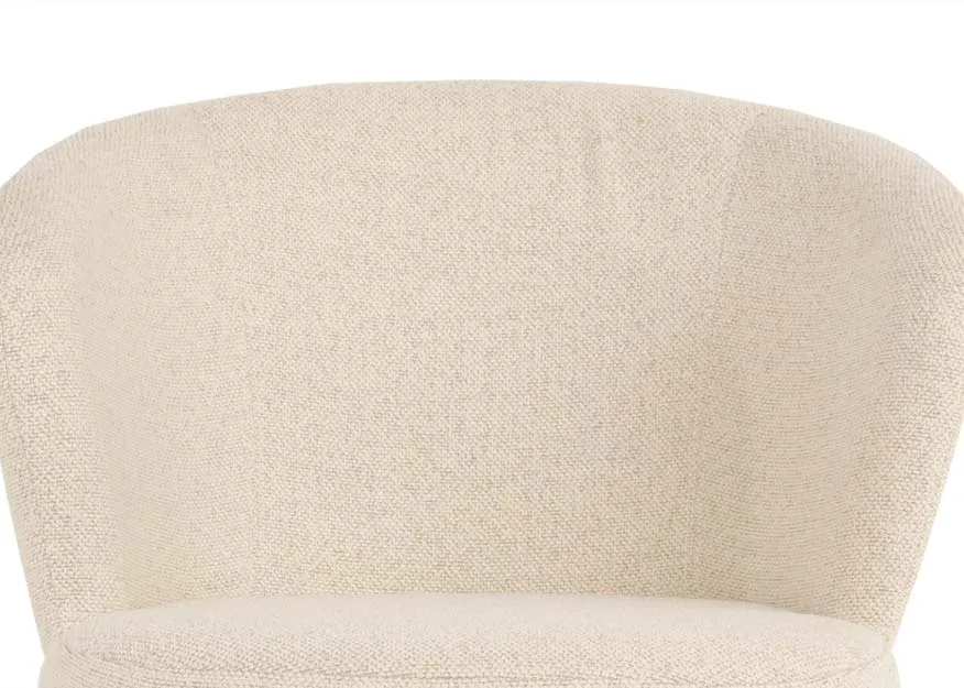 An off white boucle carver chair from EZ Livings Gain range. Closeup of boucle fabric