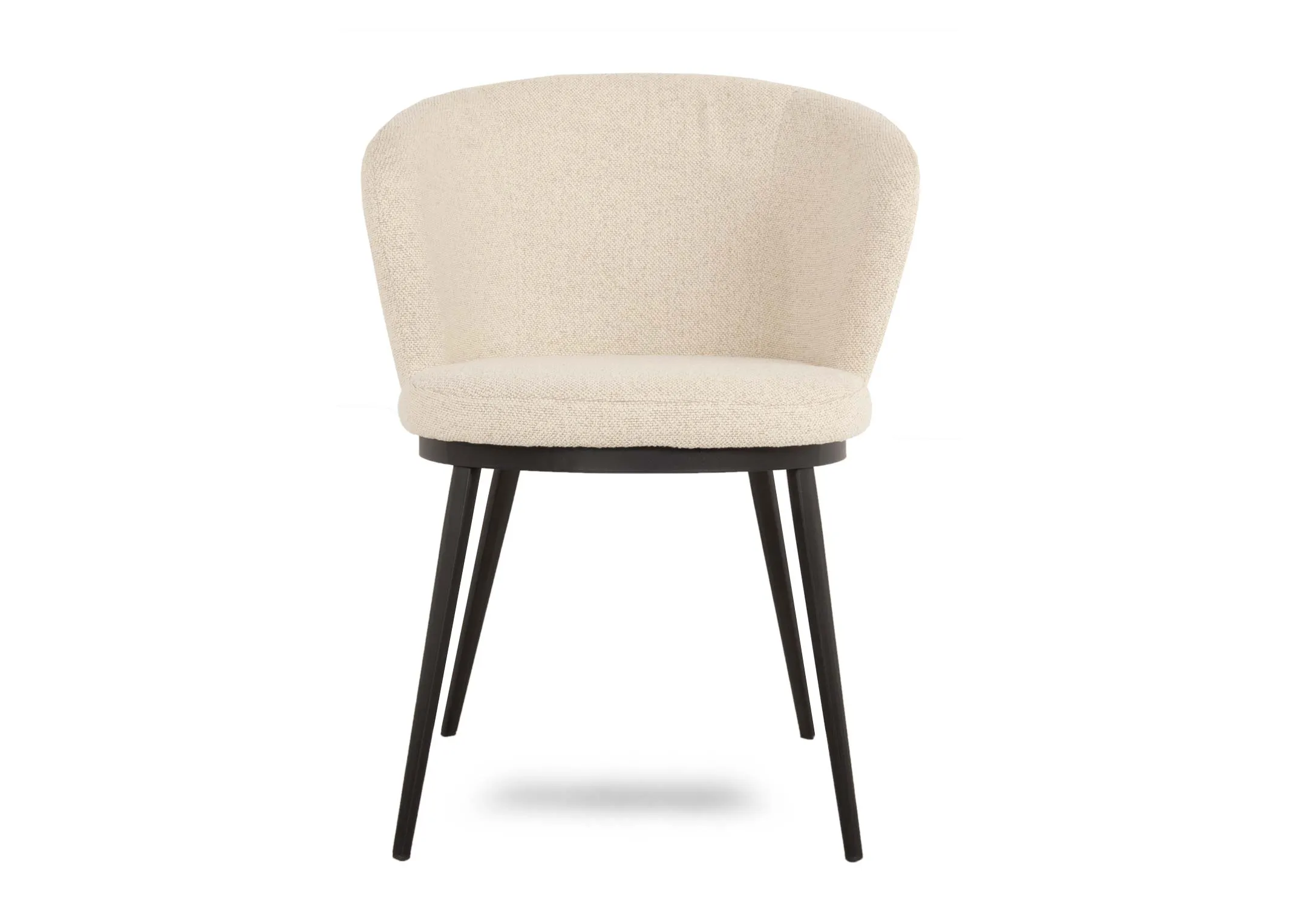 An off white boucle carver chair from EZ Livings Gain range. Front viwe padded seat