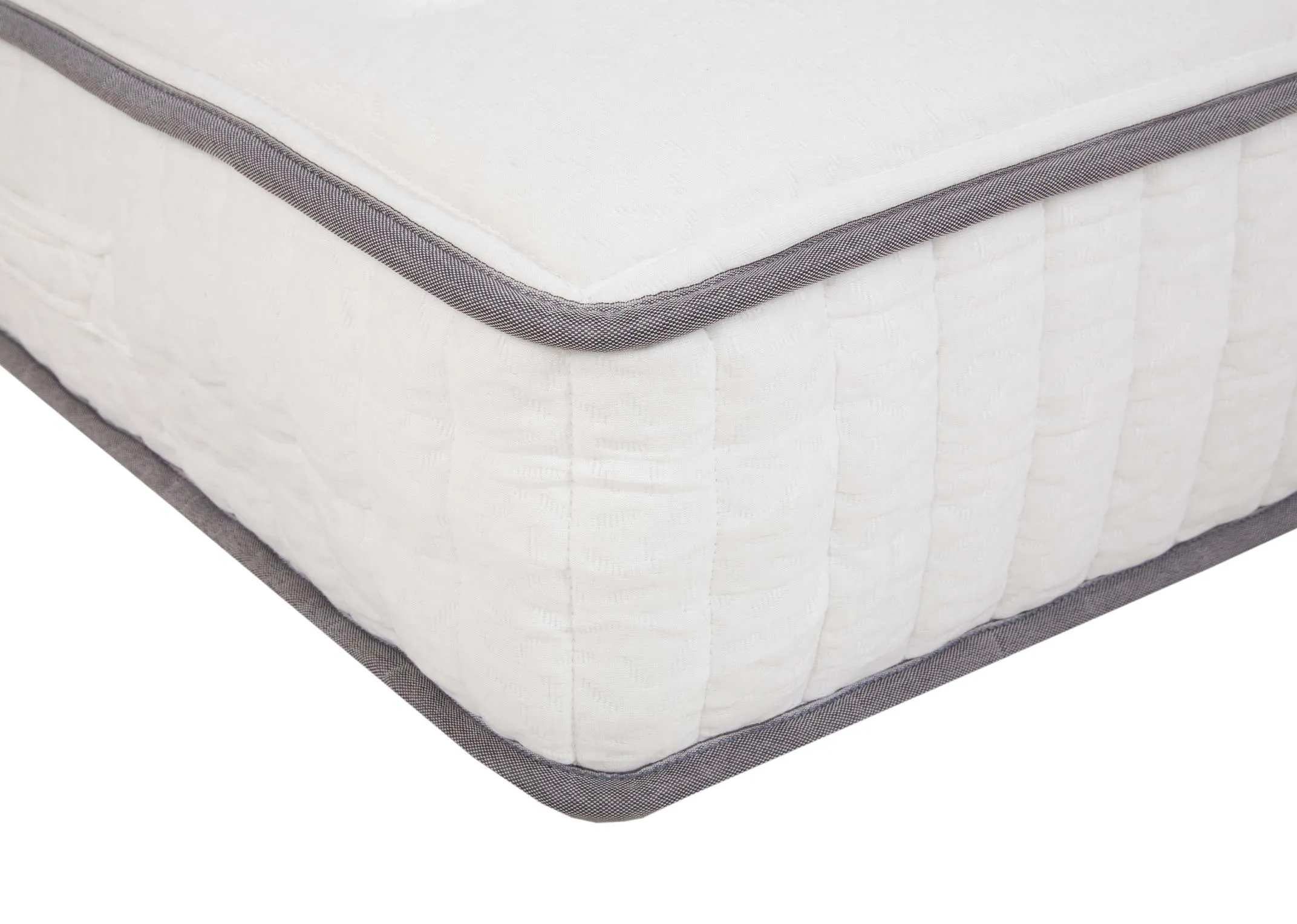 A king size 5ft pocket sprung mattress from EZ Livings Comfort Pocket range. Closeup of thick trim