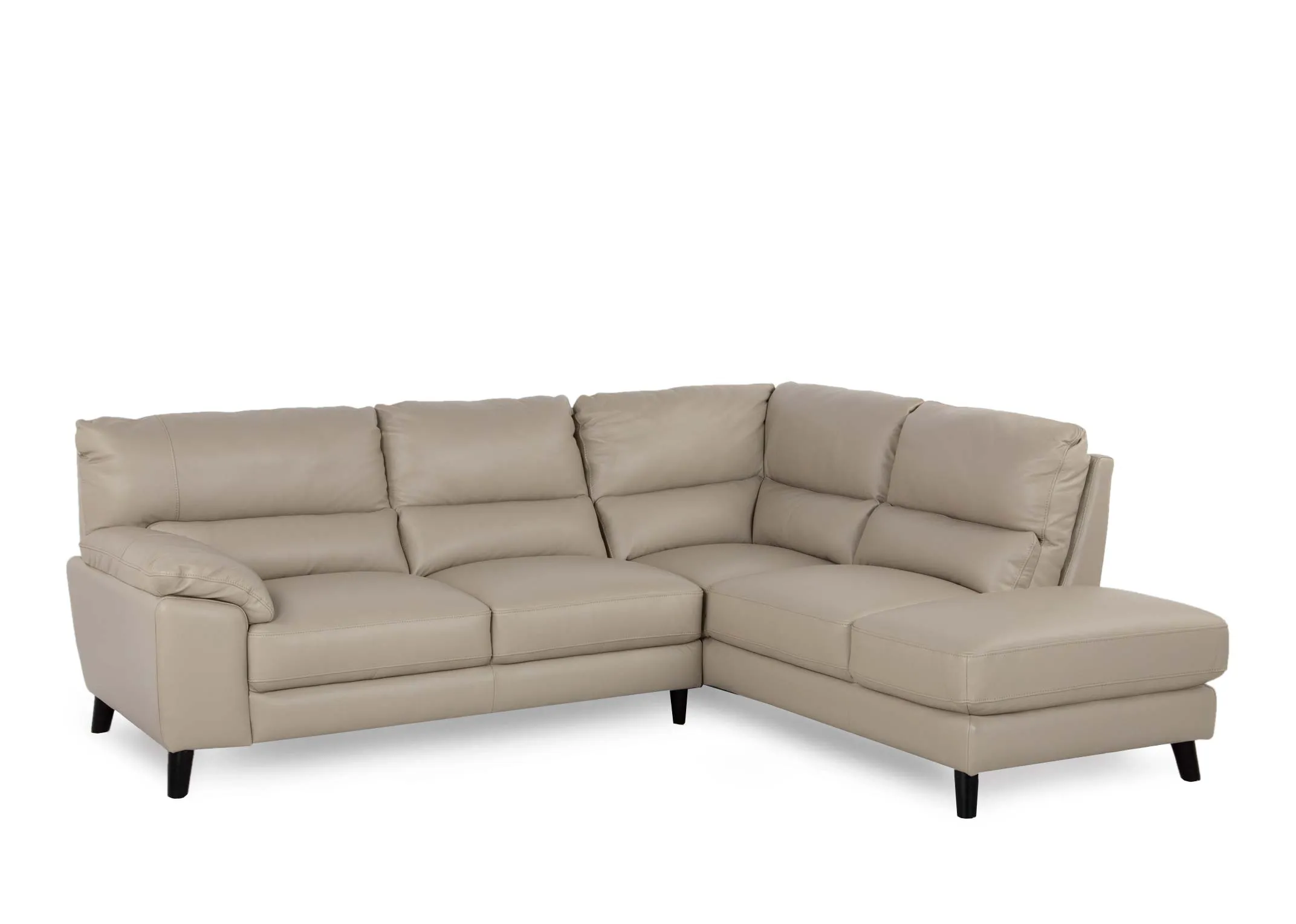 Light Grey Leather LAF Corner Chaise - Alfredo