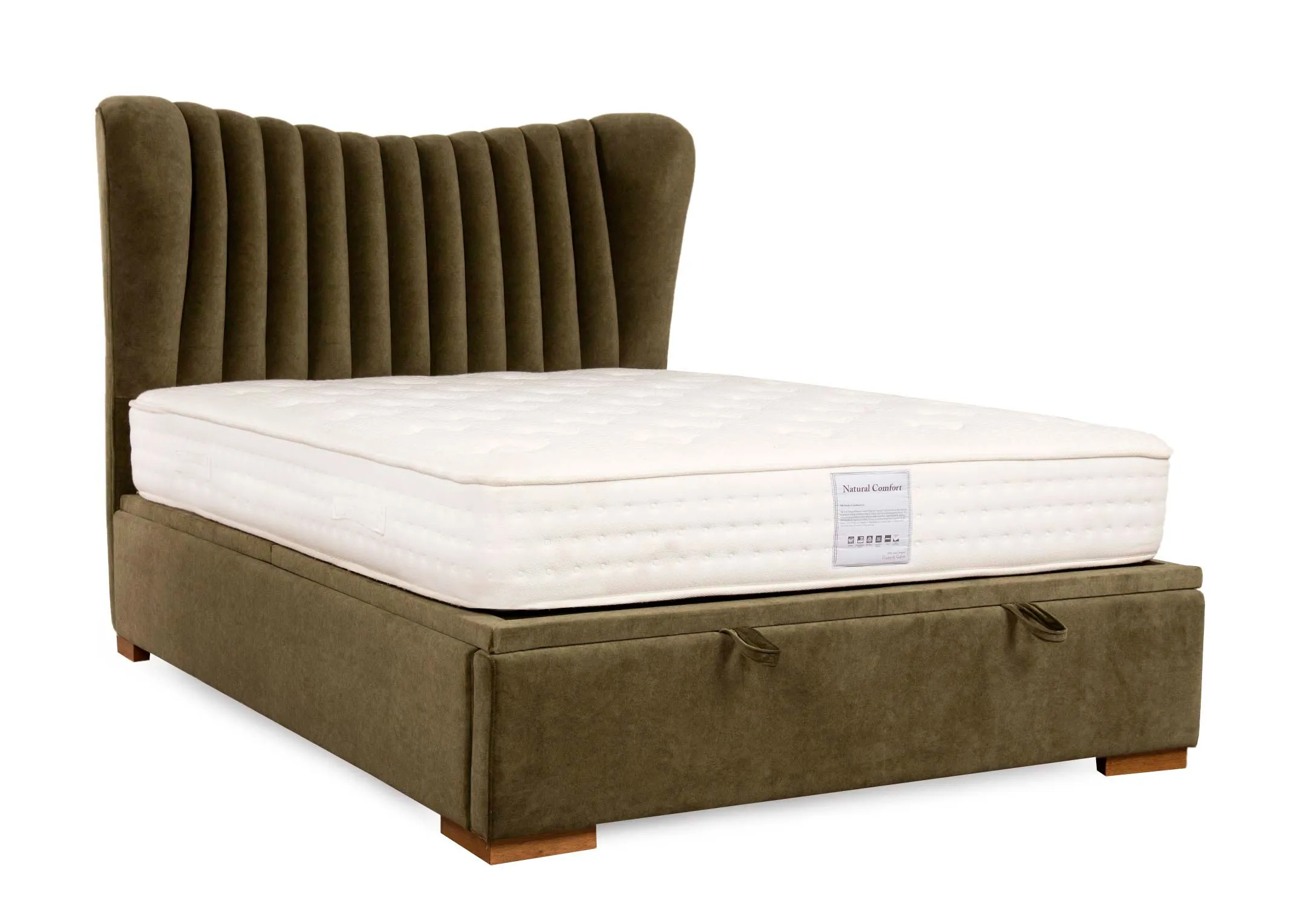 Double (4ft 6) Green Velvet Ottoman Bed - Robin