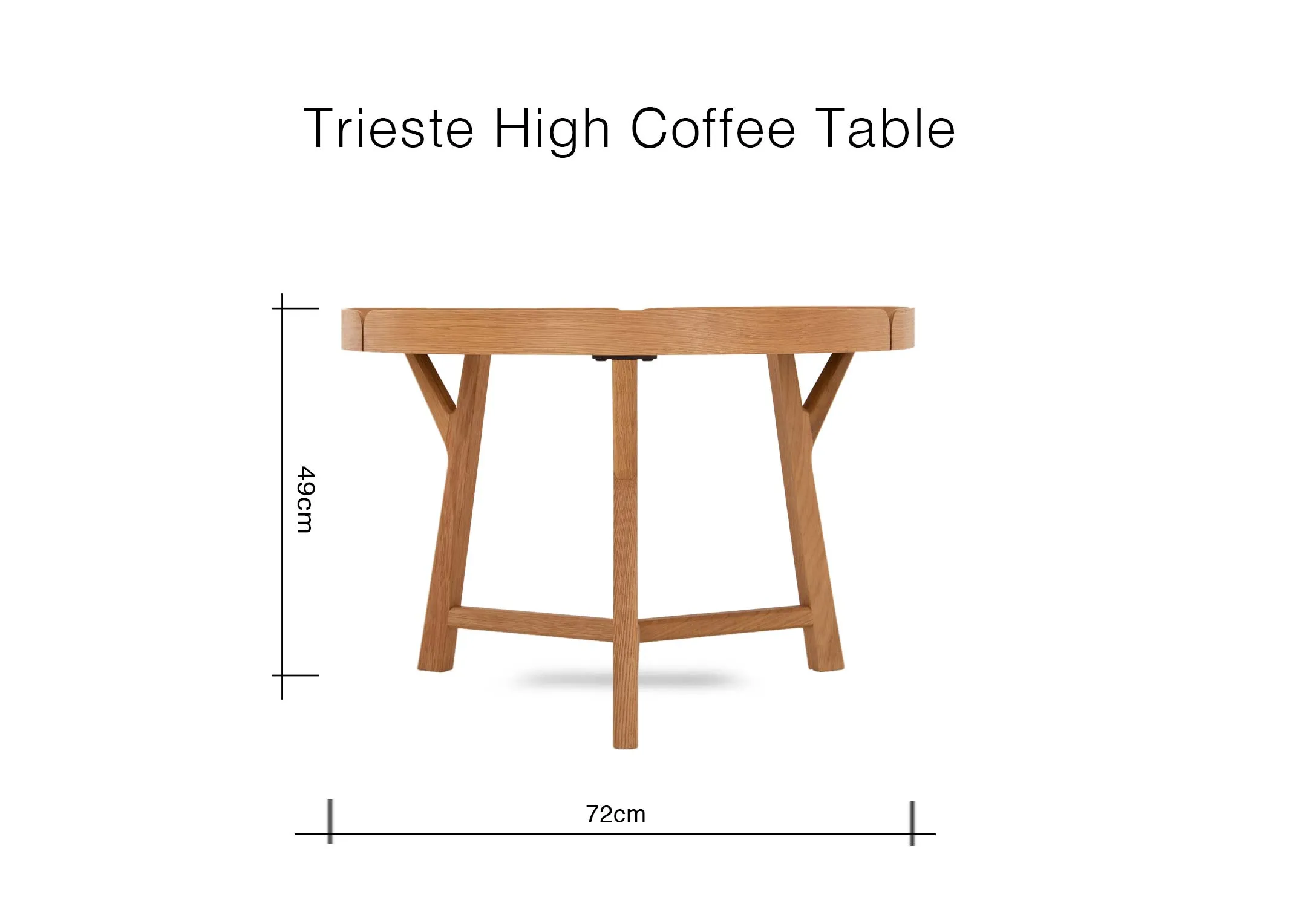 A dimension image of the Trieste High Coffee table with 78cm x 42cm