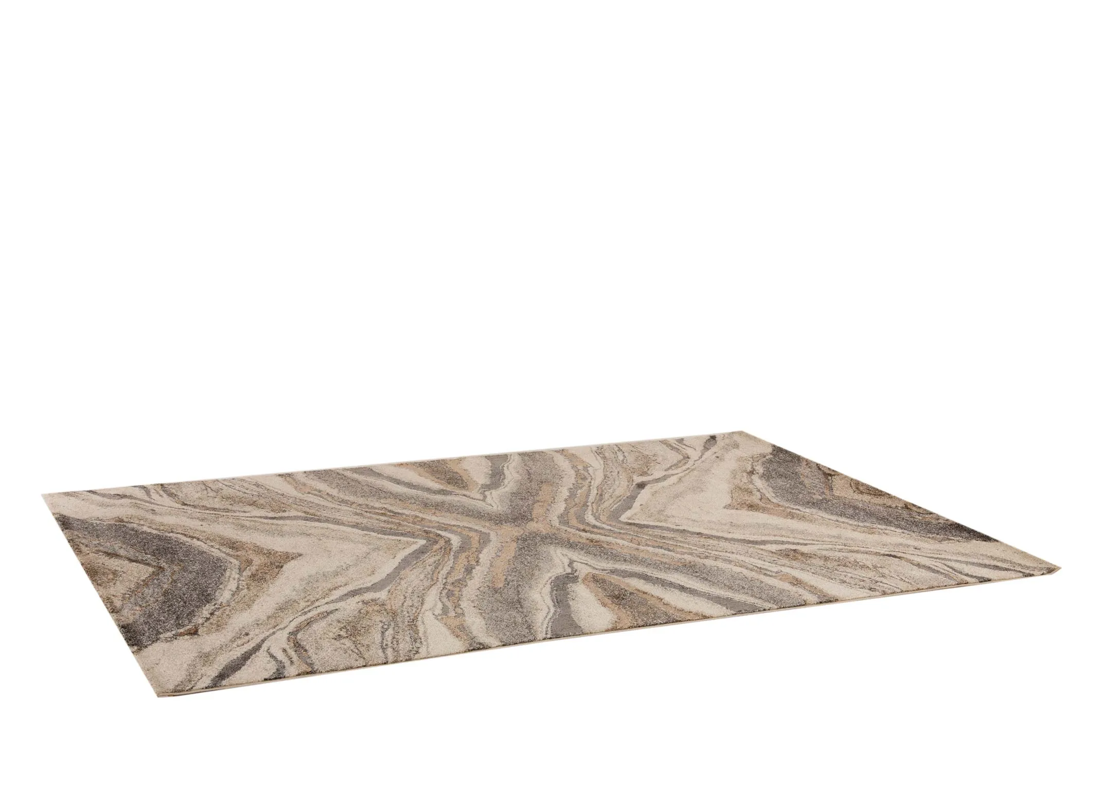 cream brown and grey print rug from EZ Livings Avanti range. Closeup of underlay
