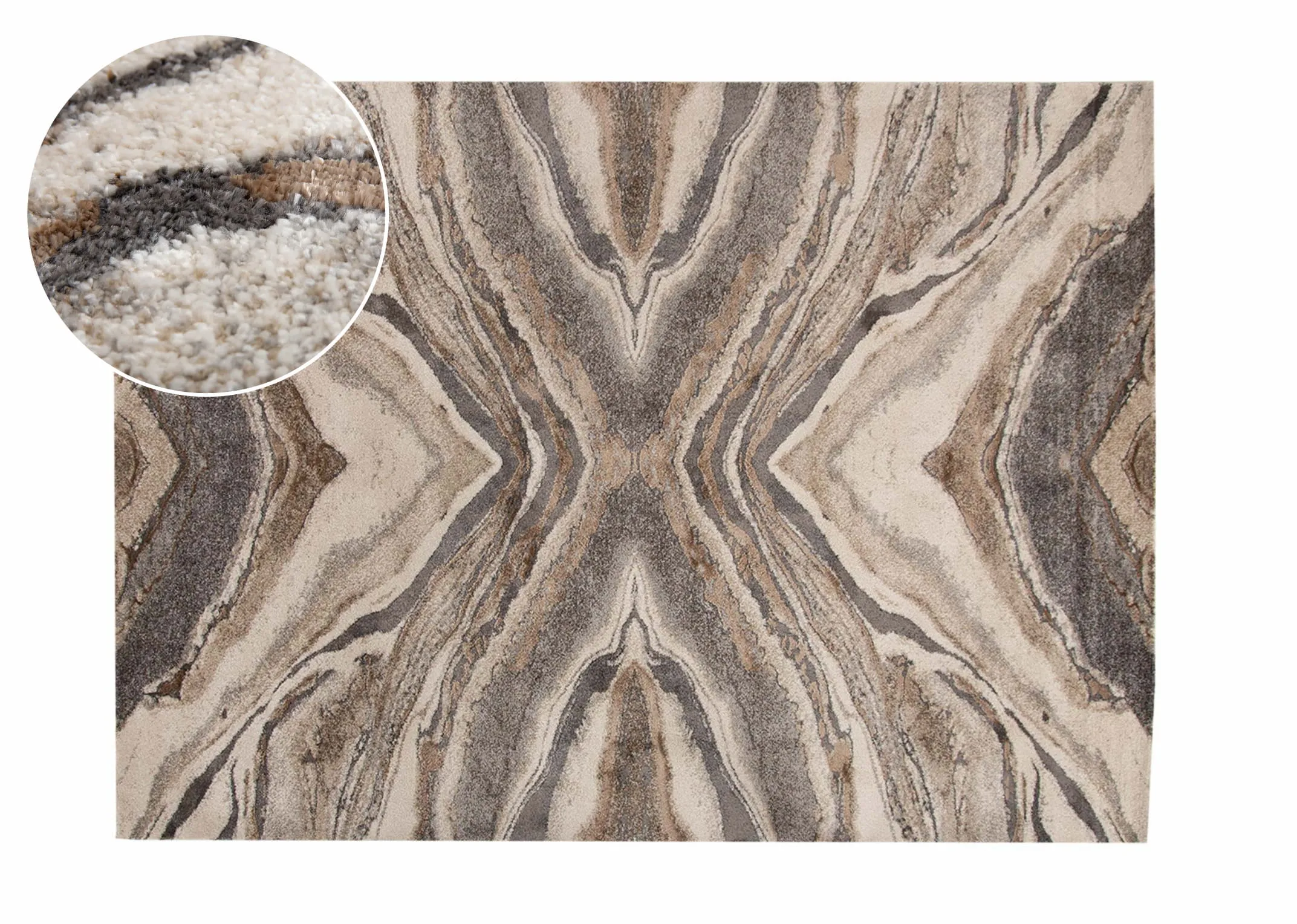 Beige & Grey Textured 120cm x 170cm Small Rug - Avanti