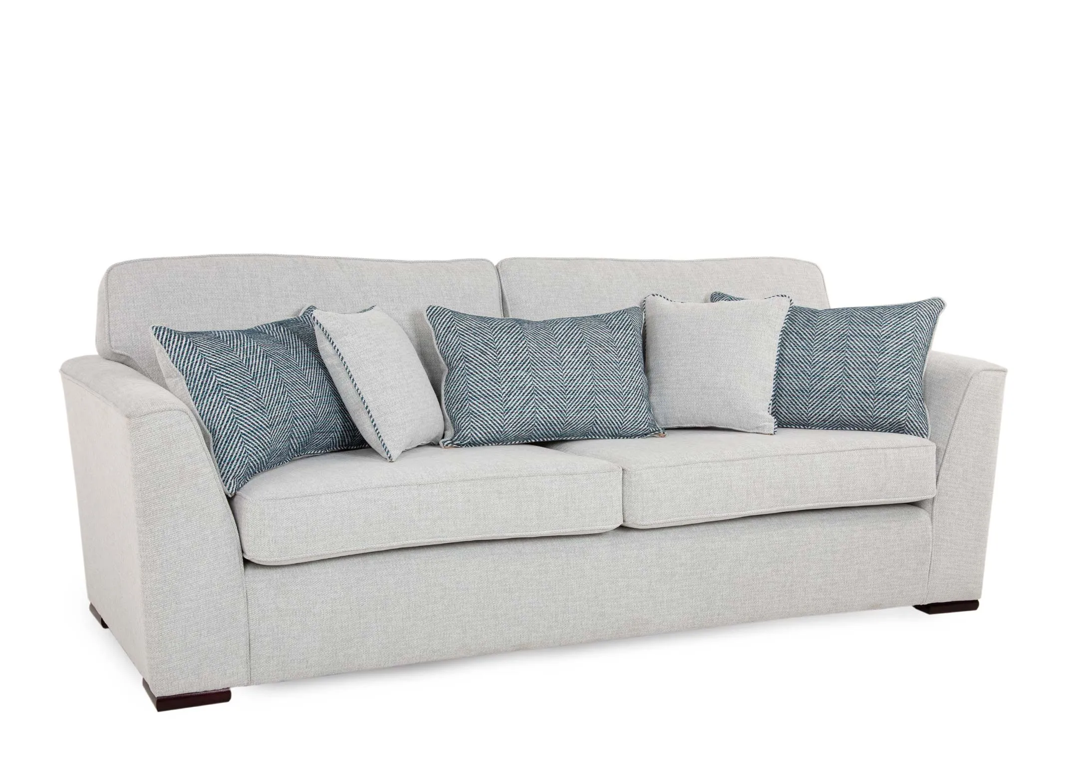 4 Seater Grey Fabric Highback Sofa - Sandrine