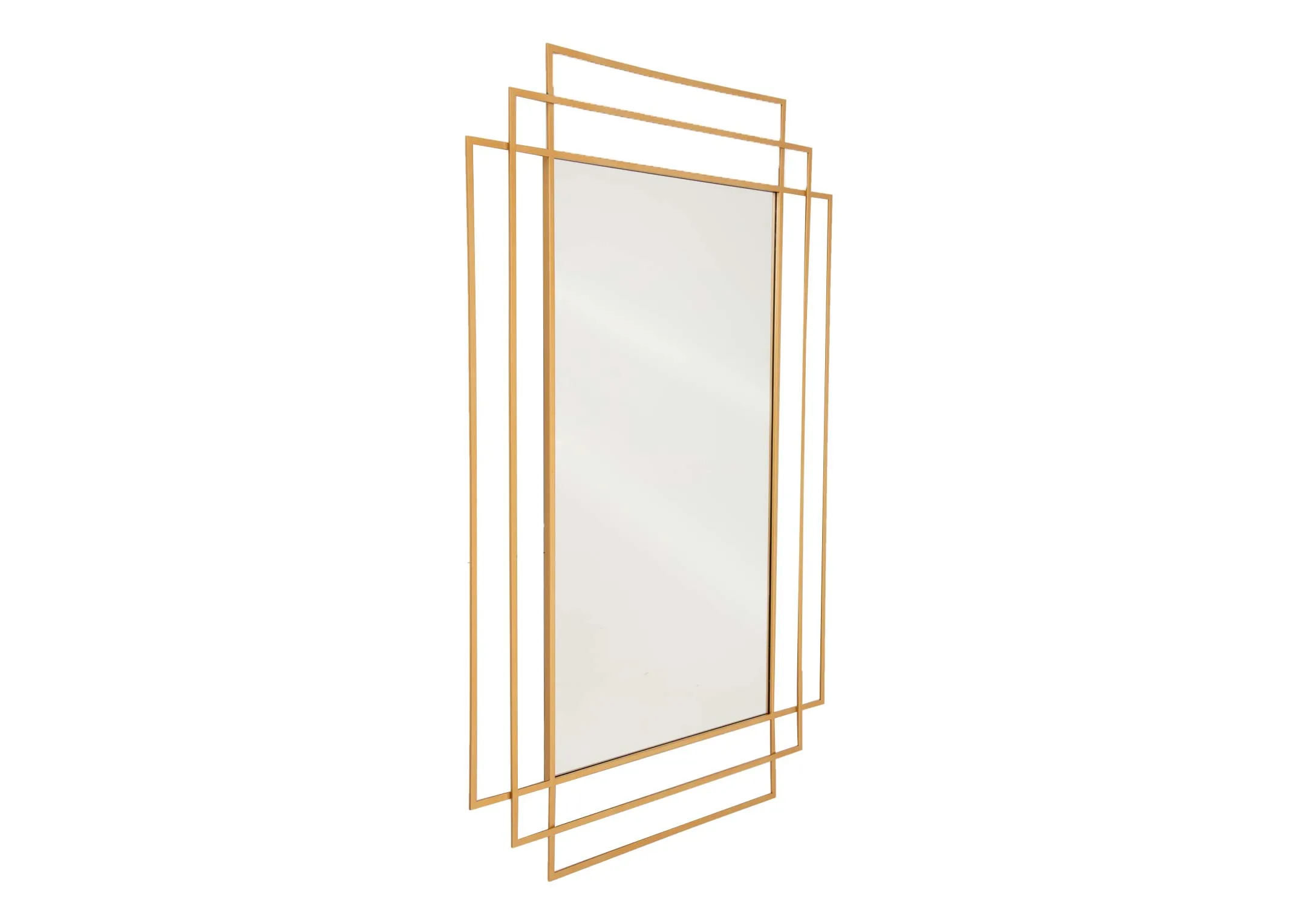 A rectangular gold frame mirror with double art deco style framing from EZ Livings Reine Range.