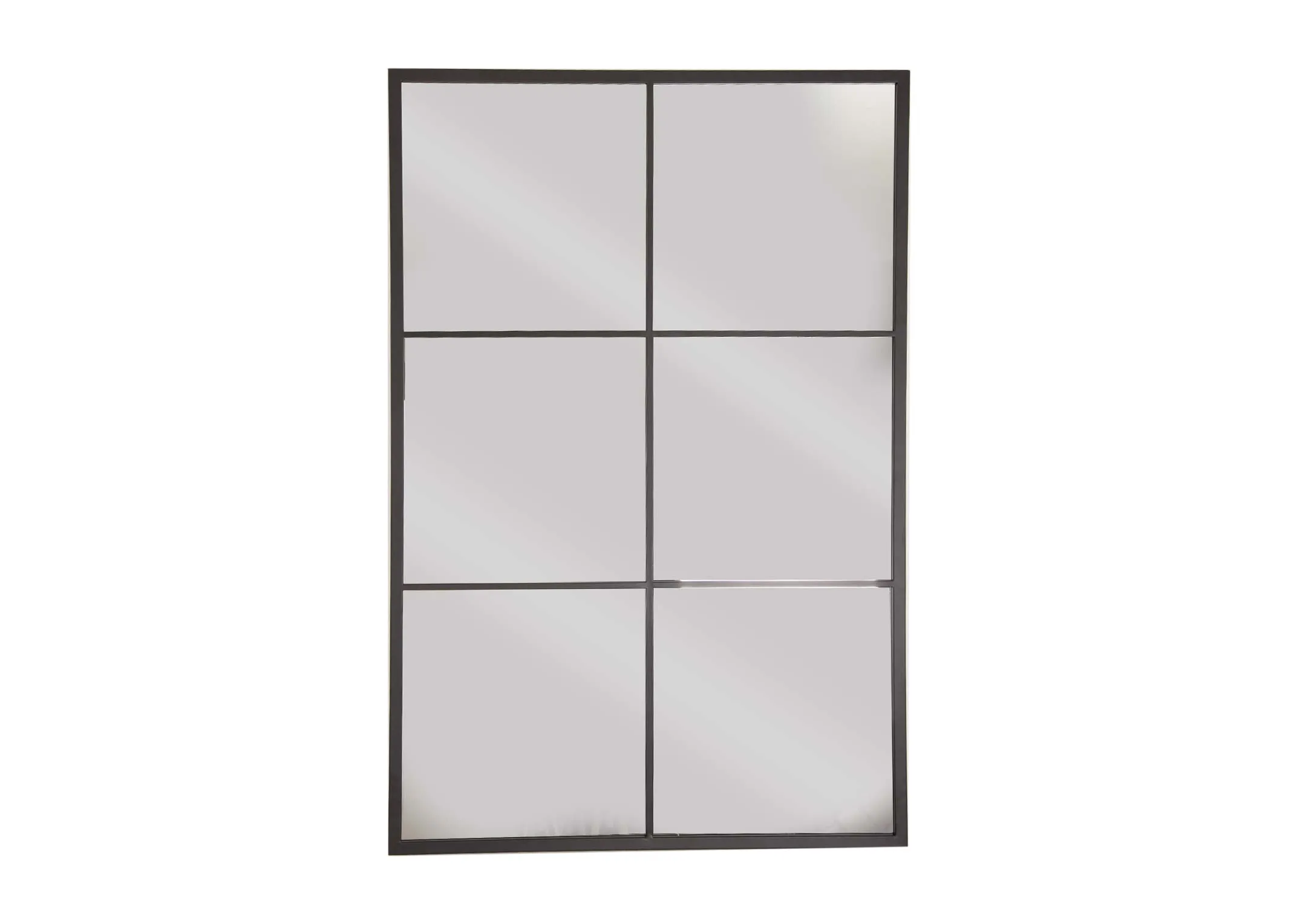 120cm x 80cm Black Window Wall Mirror - Faith