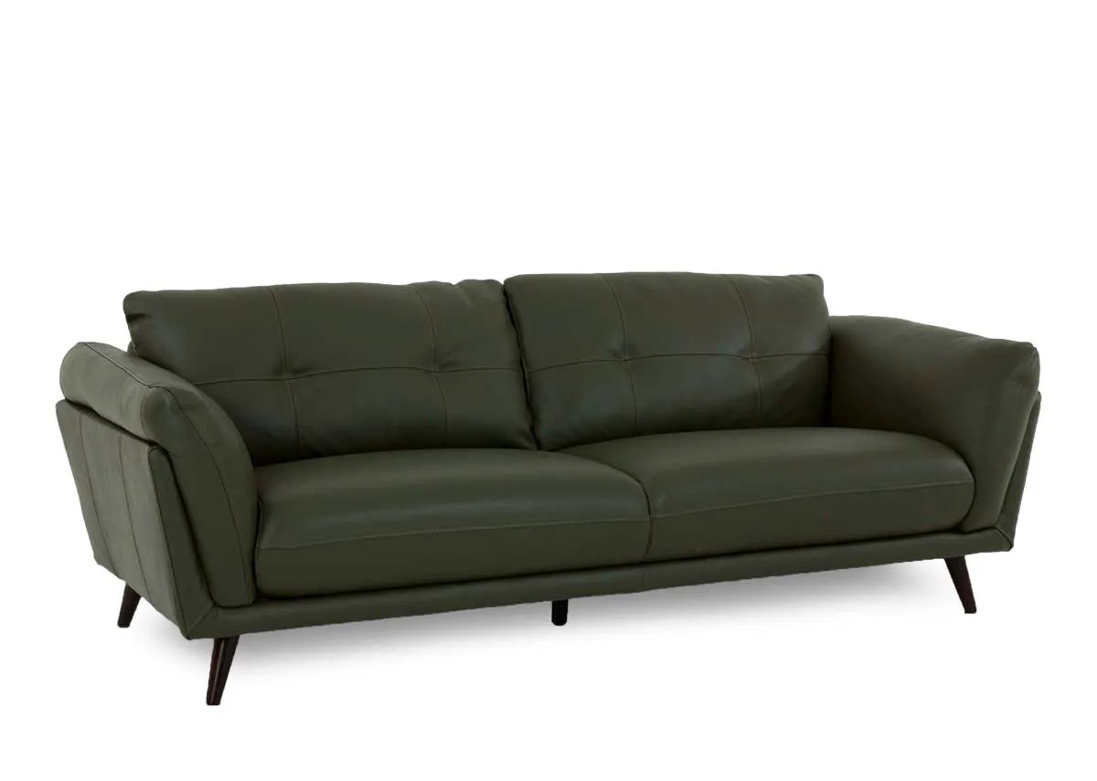4 Seater Green Leather Sofa - Toscana
