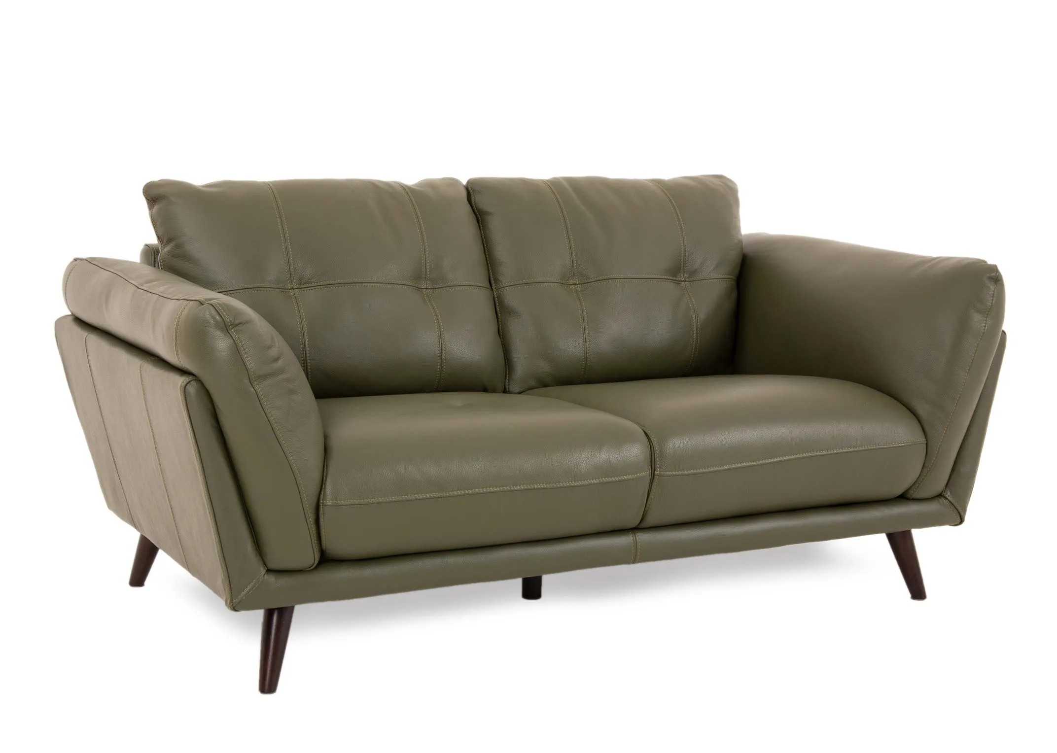 2 Seater Green Leather Sofa - Toscana