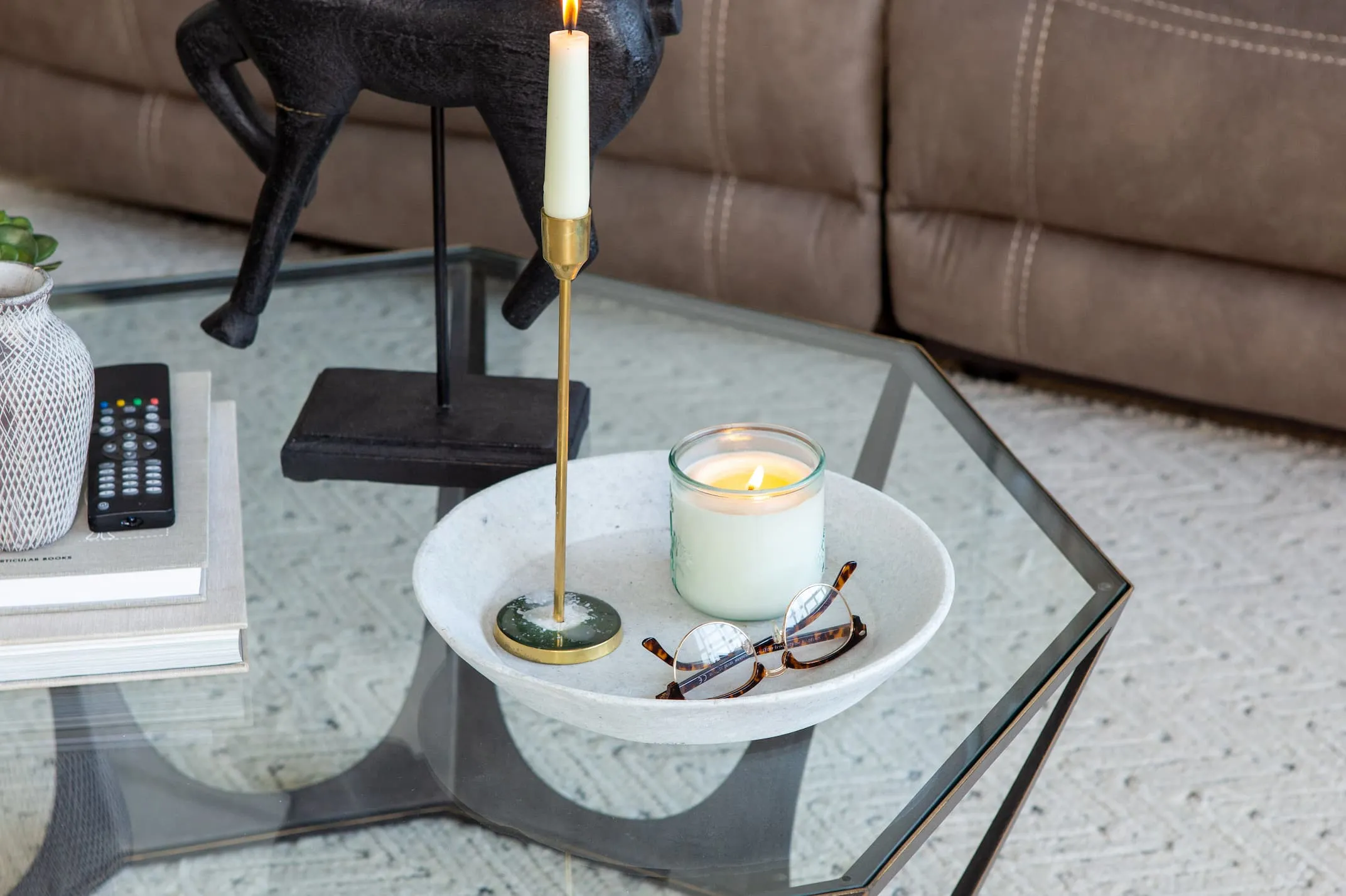 Large White Marble Dish - Couzana