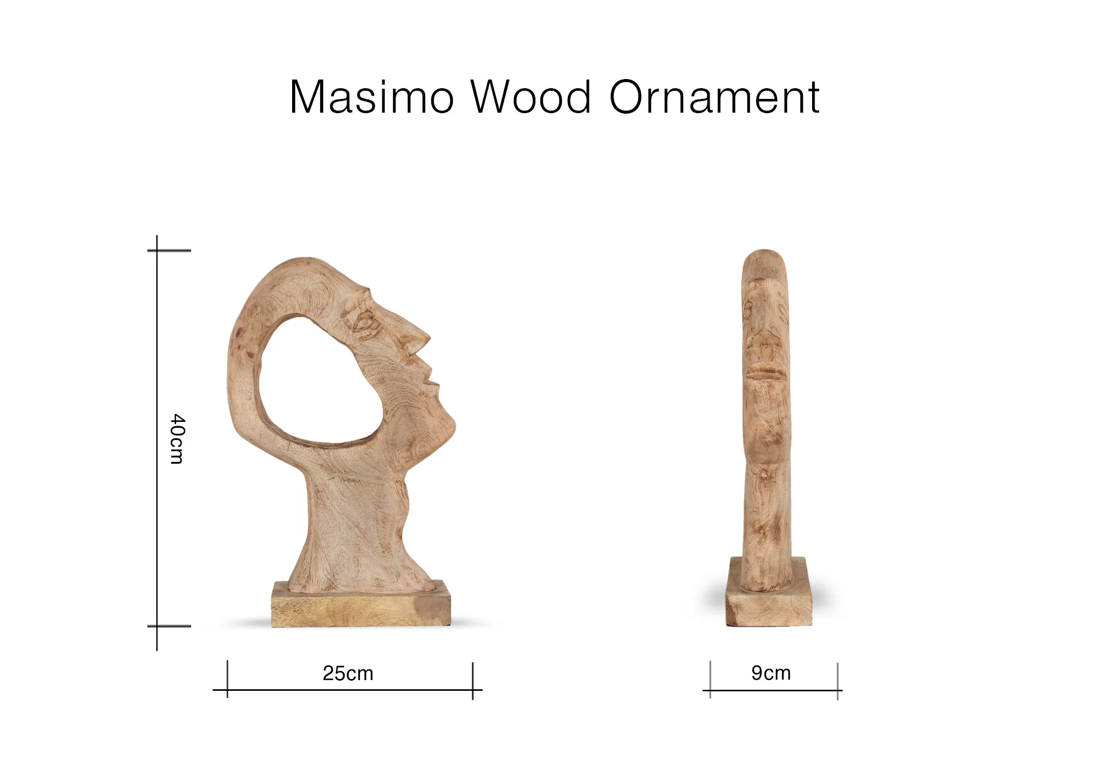 A dimension image of the Masimo Ornament with cm x cm xcm 