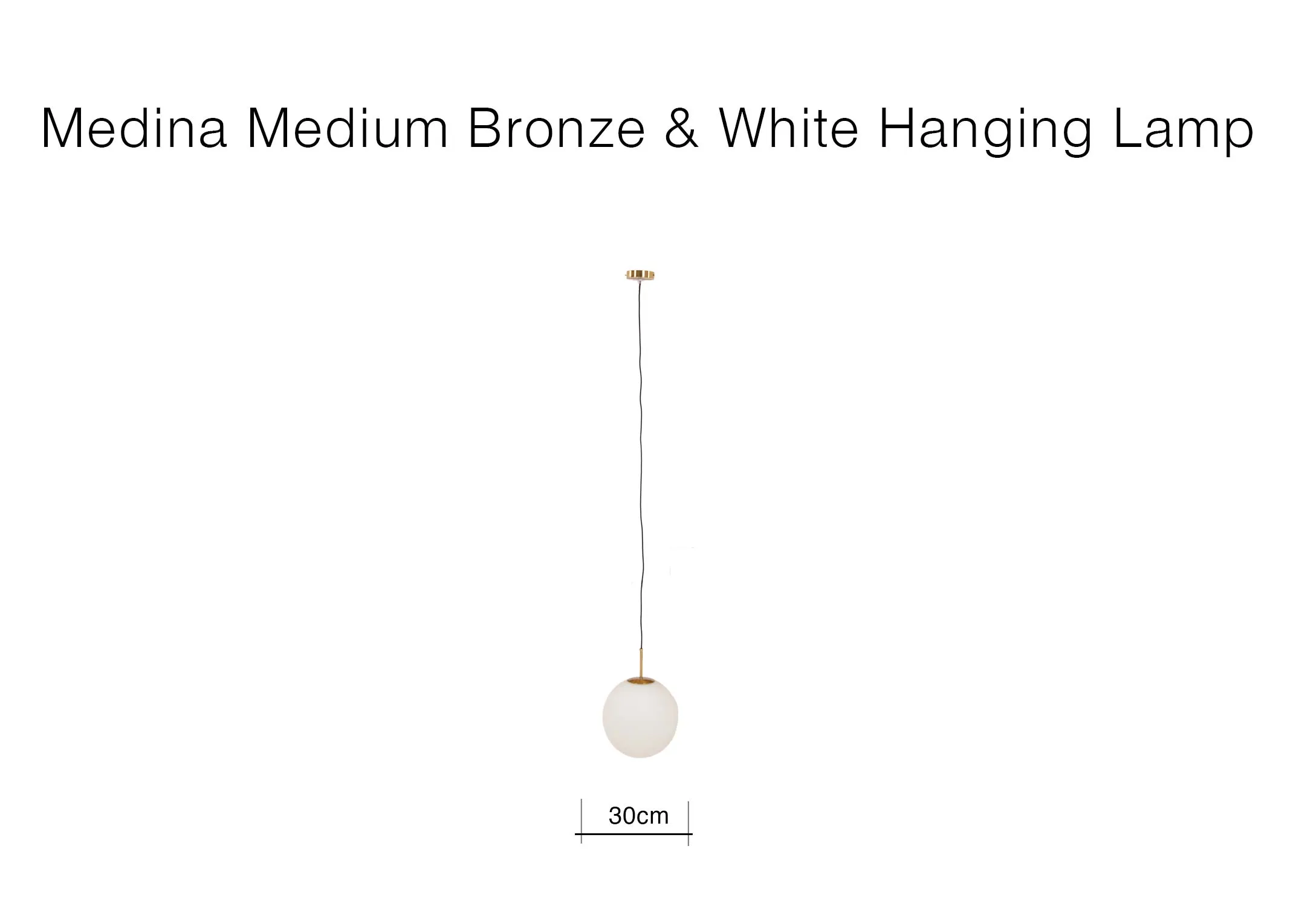 A dimension image of the Medina Hanging Lamp with 30cm