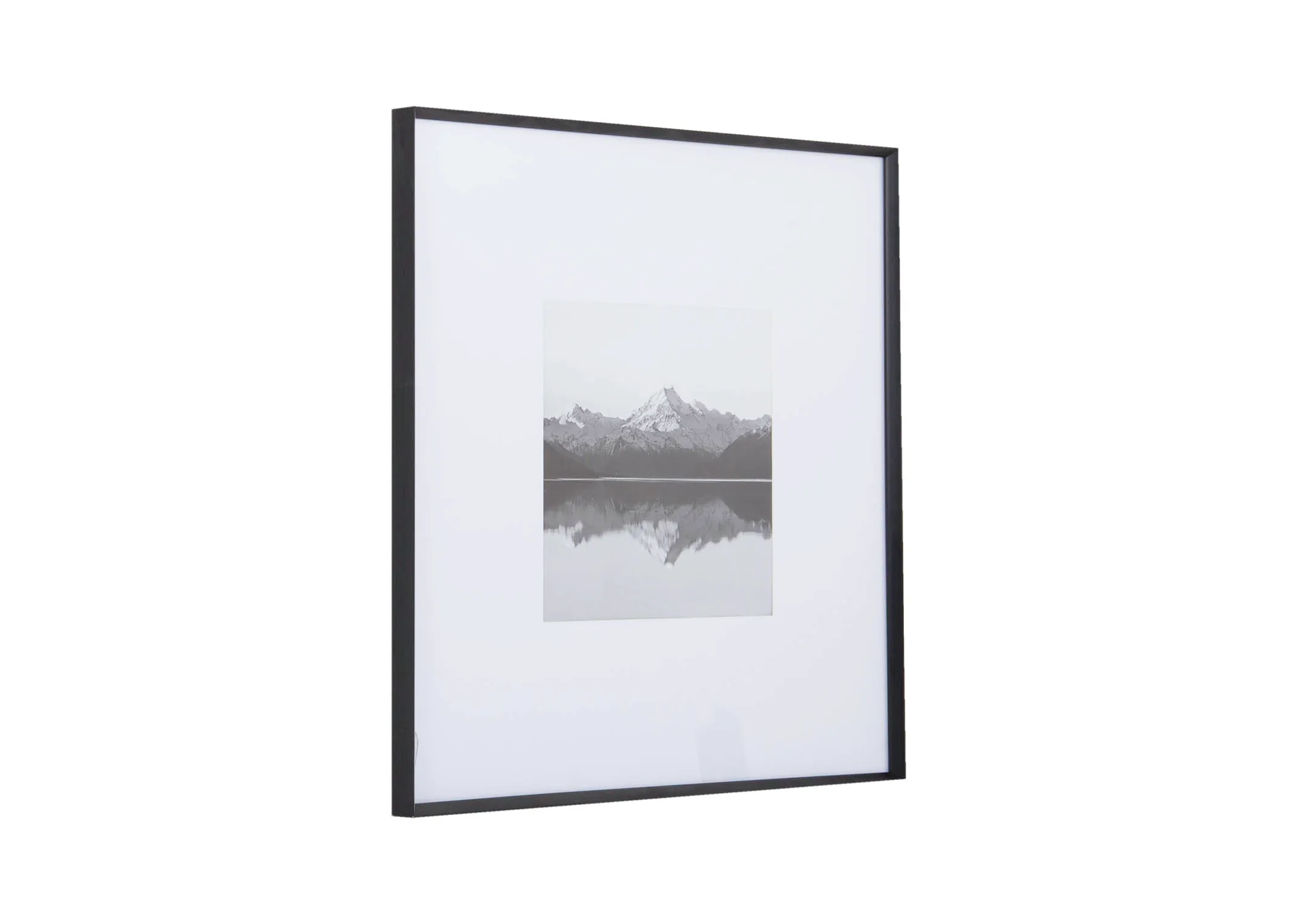 A large black photo frame from EZ Livings Arabel range. Angled veiw of 3.5cm depth frame