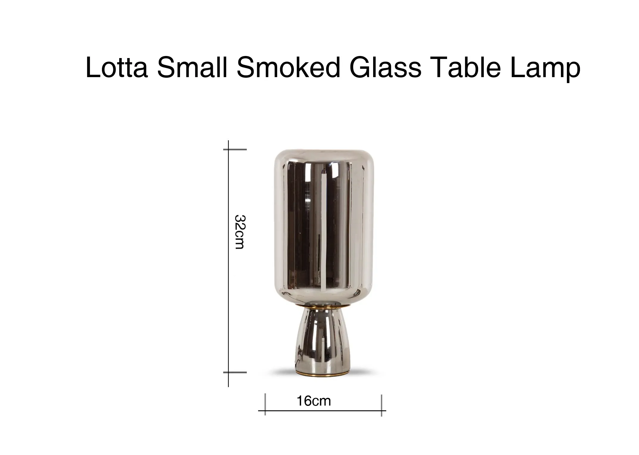 A dimension image of the Lotta Small Table lamp with 16cm x 32cm