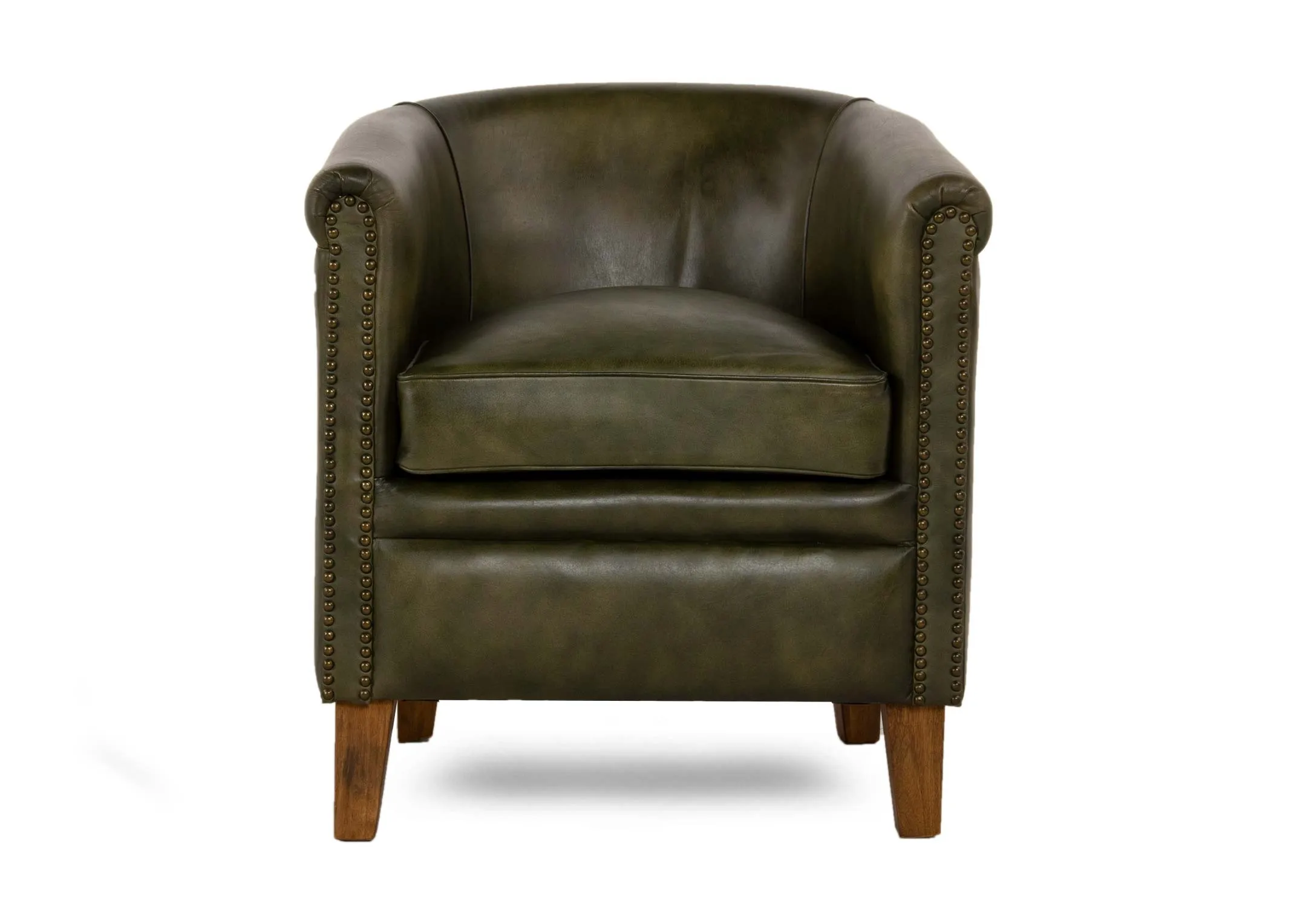 Green Leather Tub Chair Old Charm EZ Living Furniture