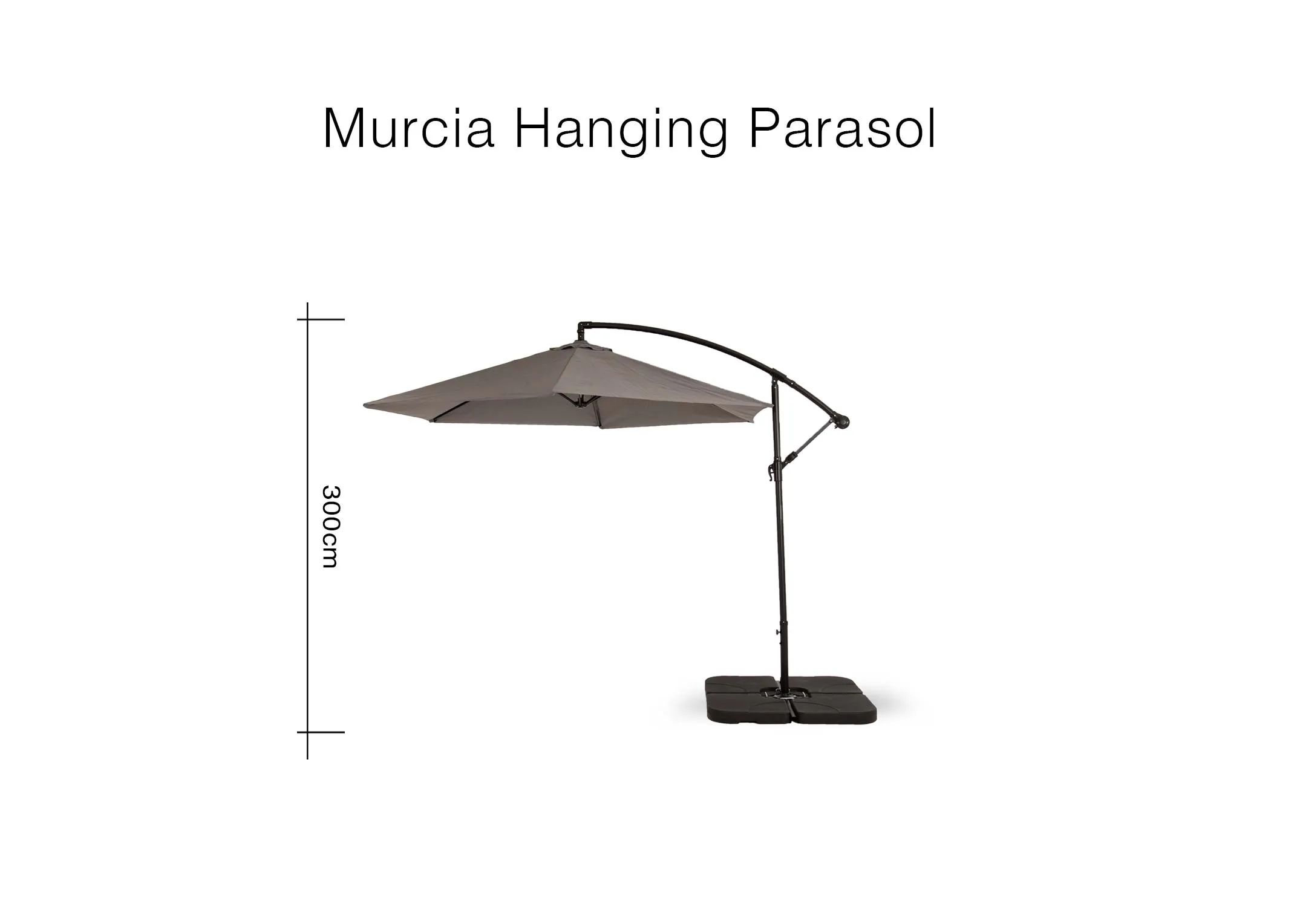 A dimension image of the Murcia Parasol with 300cmH x 50cm B