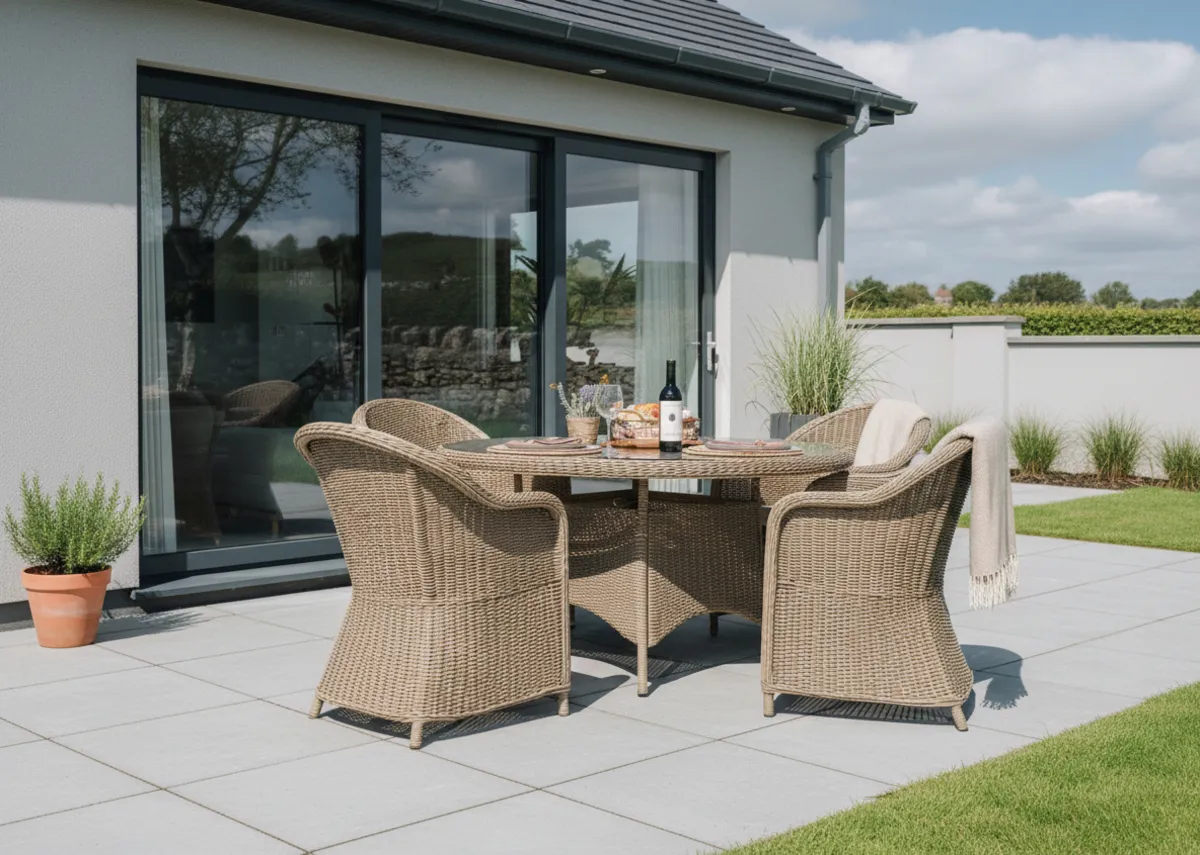 140cm Rattan Round Garden Dining Table - Seville