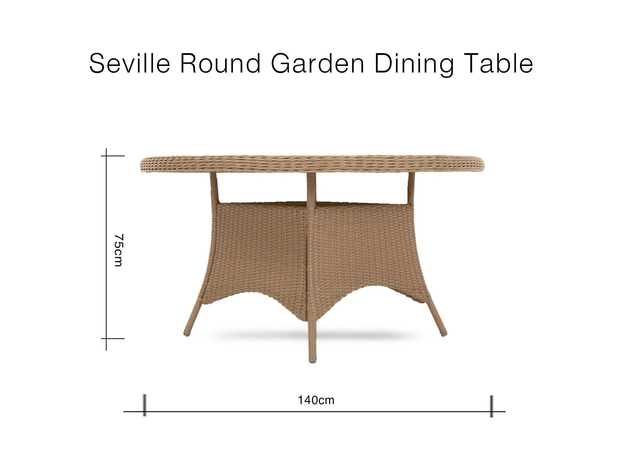 A lifestyle image of the Seville Round dining table with 4 chairs on a patio with a breakfast setting.