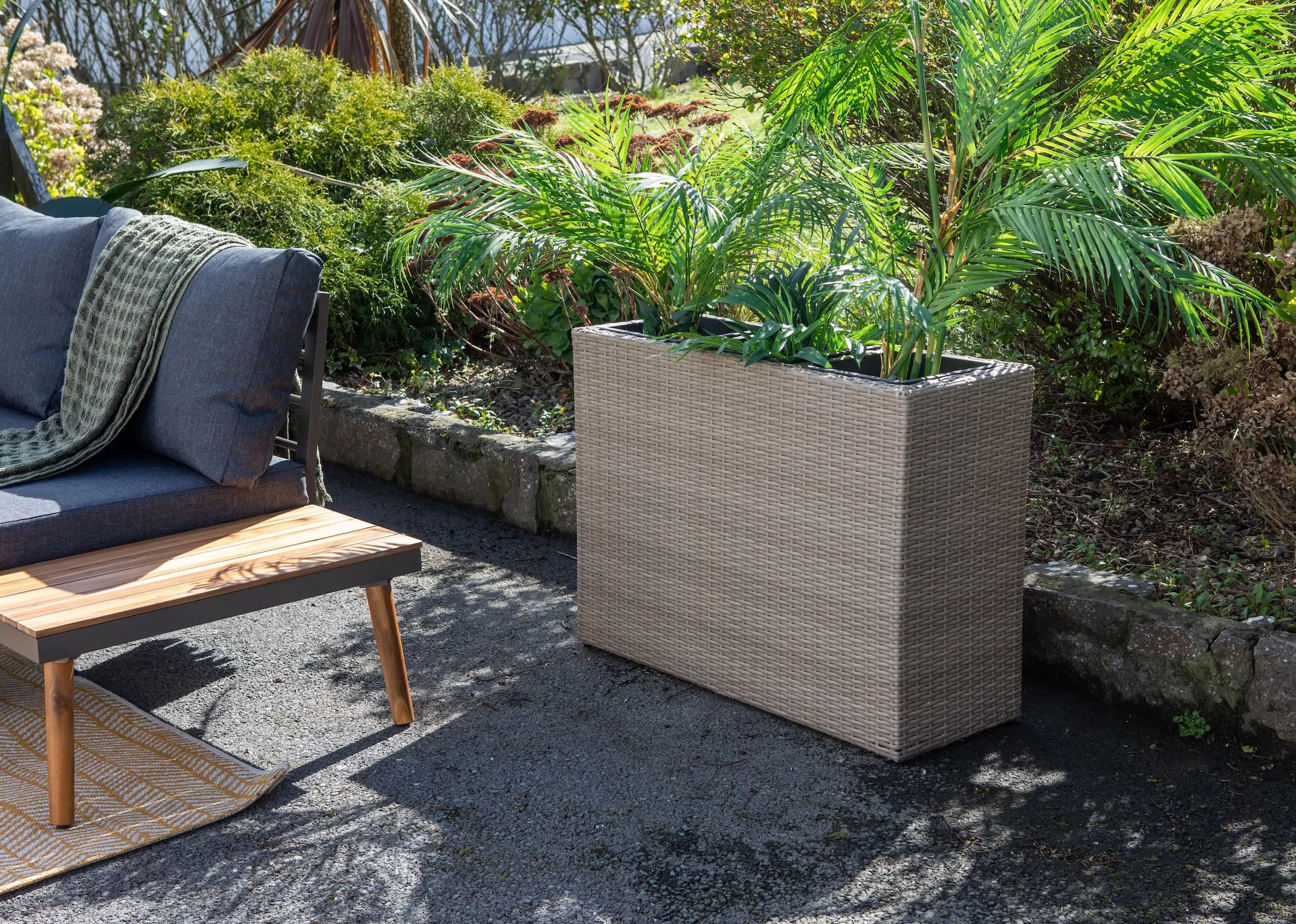 3 Pot Light Brown Wicker Planter - Cadiz