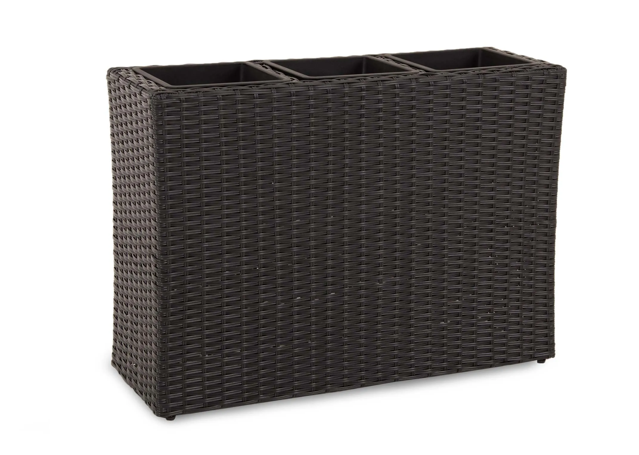 3 Pot Black Wicker Planter - Cadiz