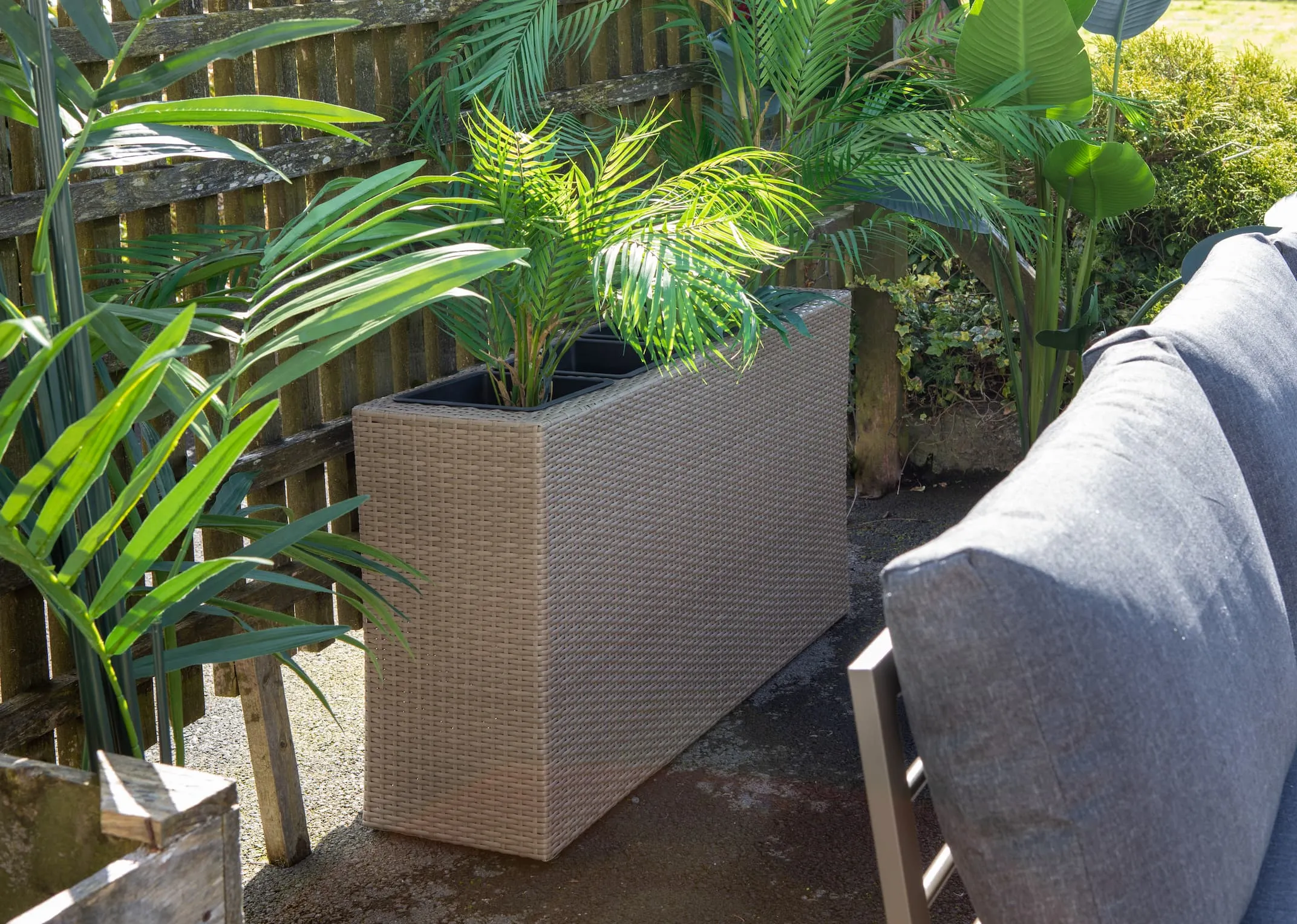 4 Pot Light Brown Wicker Planter - Cadiz