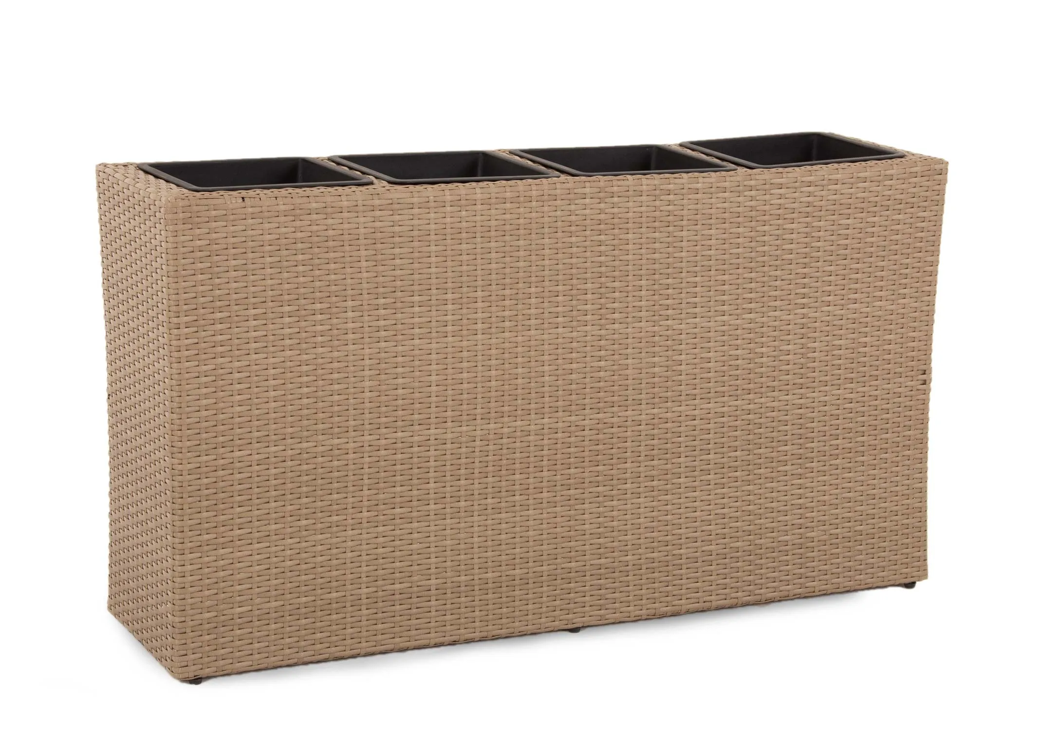 4 Pot Light Brown Wicker Planter - Cadiz