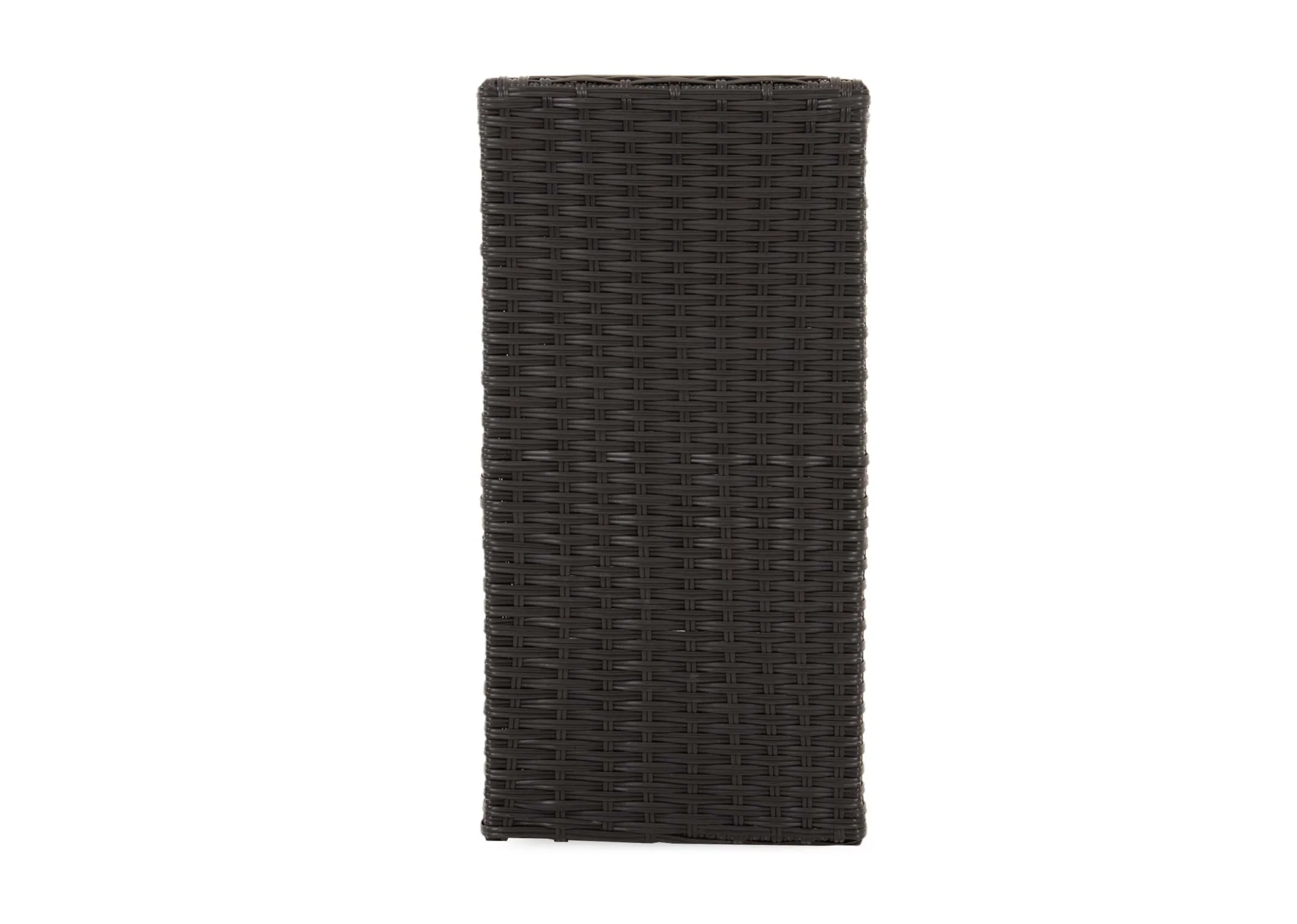 A 4 pot black wicker planter from EZ Livings Cadiz range. Side view of wicker finish