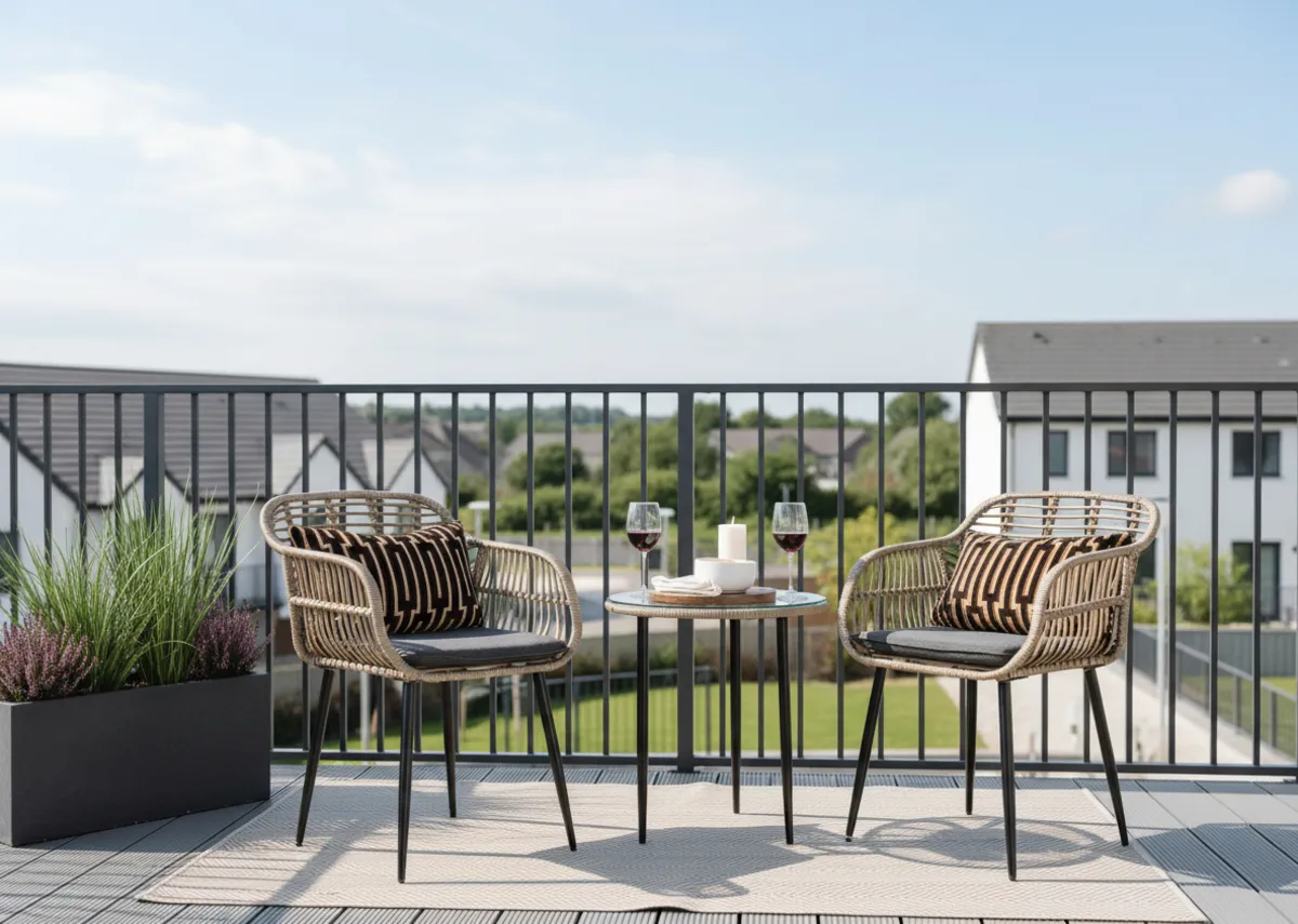 2 Wicker Chair & Bistro Table Set - Menorca