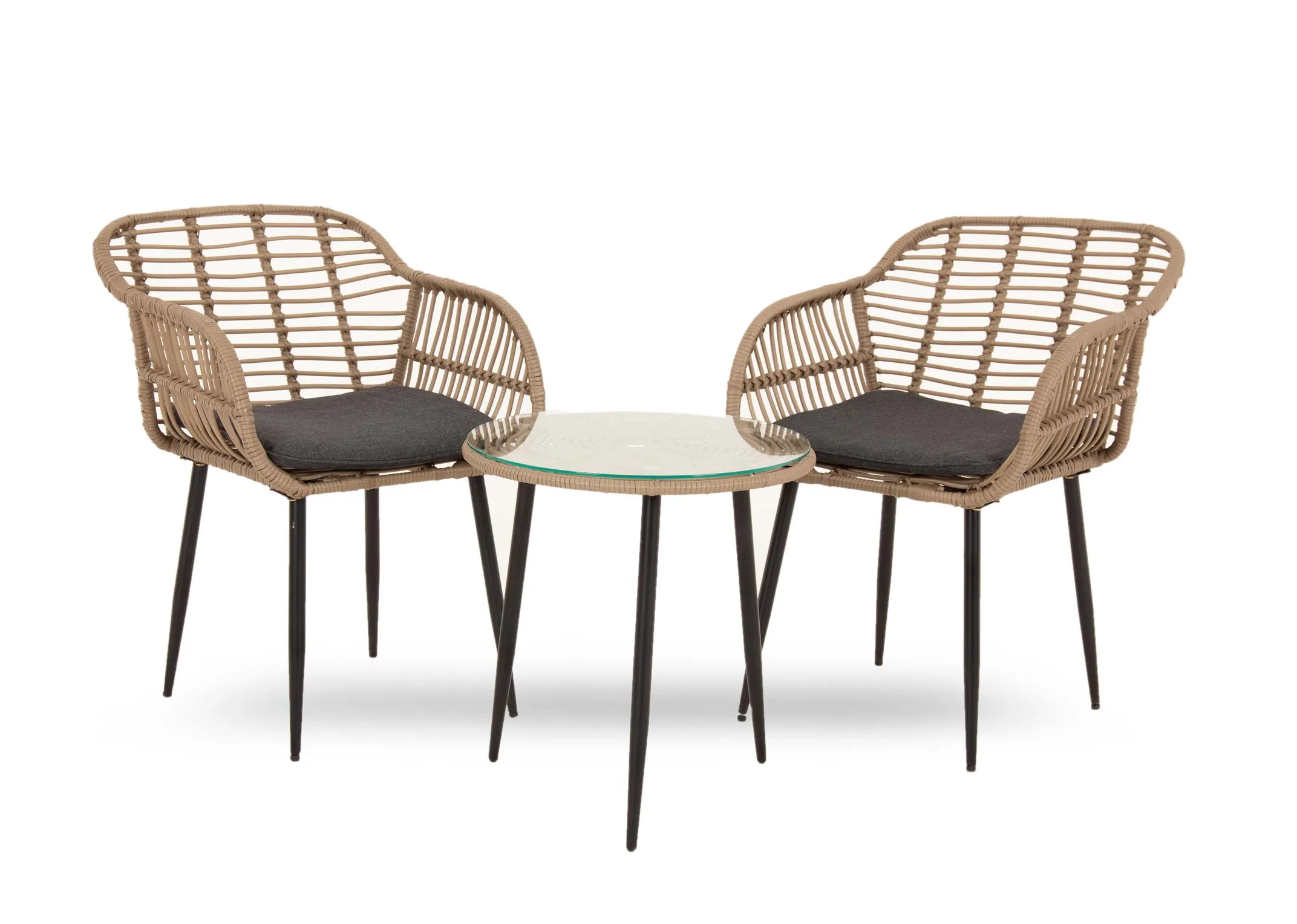 2 Wicker Chair & Bistro Table Set - Menorca